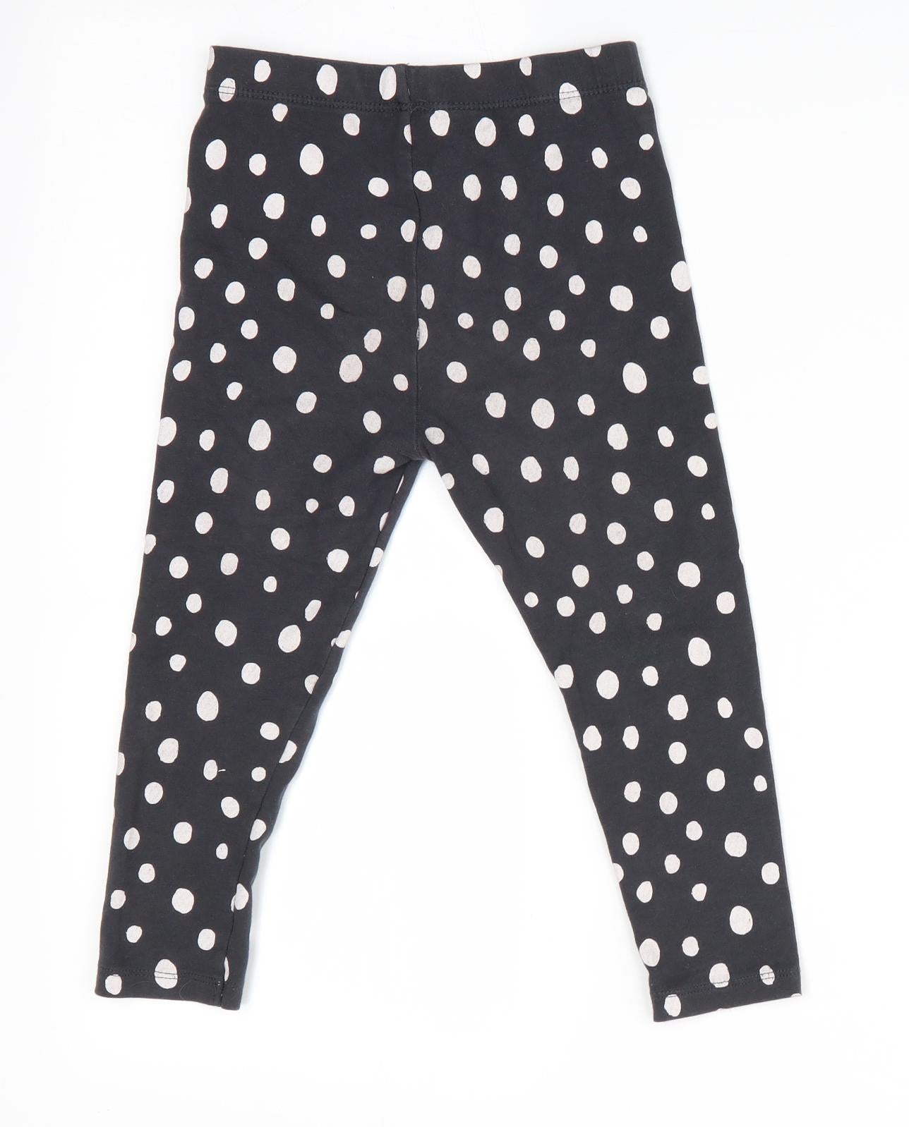 George Girls Black Polka Dot  Jegging Trousers Size 3-4 Years