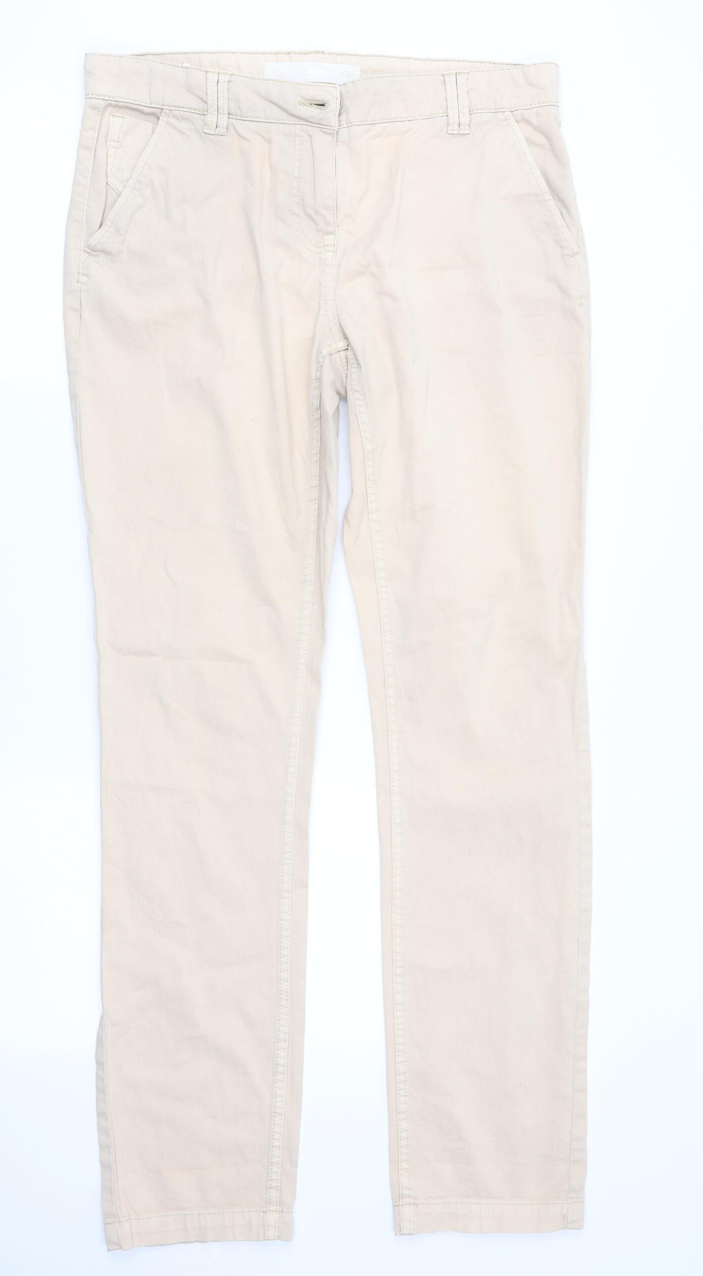 NEXT Womens Beige   Chino Trousers Size 10 L32 in