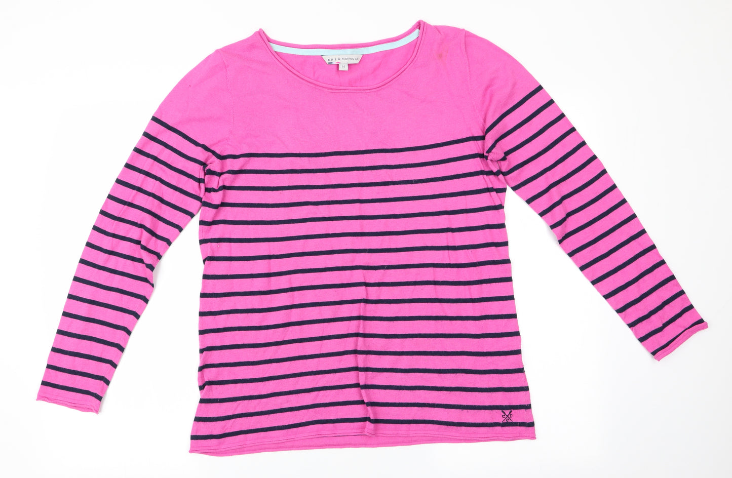 Crew Clothing company Womens Pink Striped  Pullover Jumper Size 14
