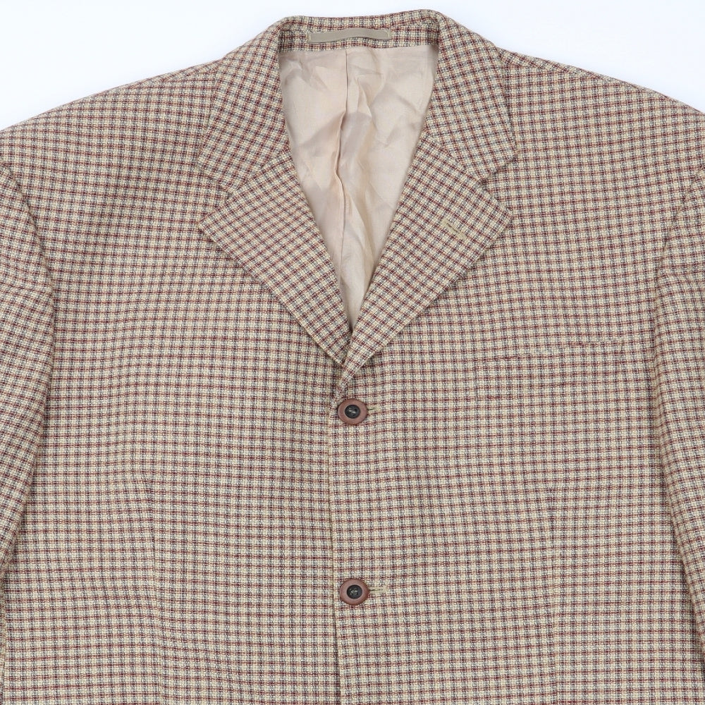REMUS Mens Brown Check  Jacket Blazer Size 42