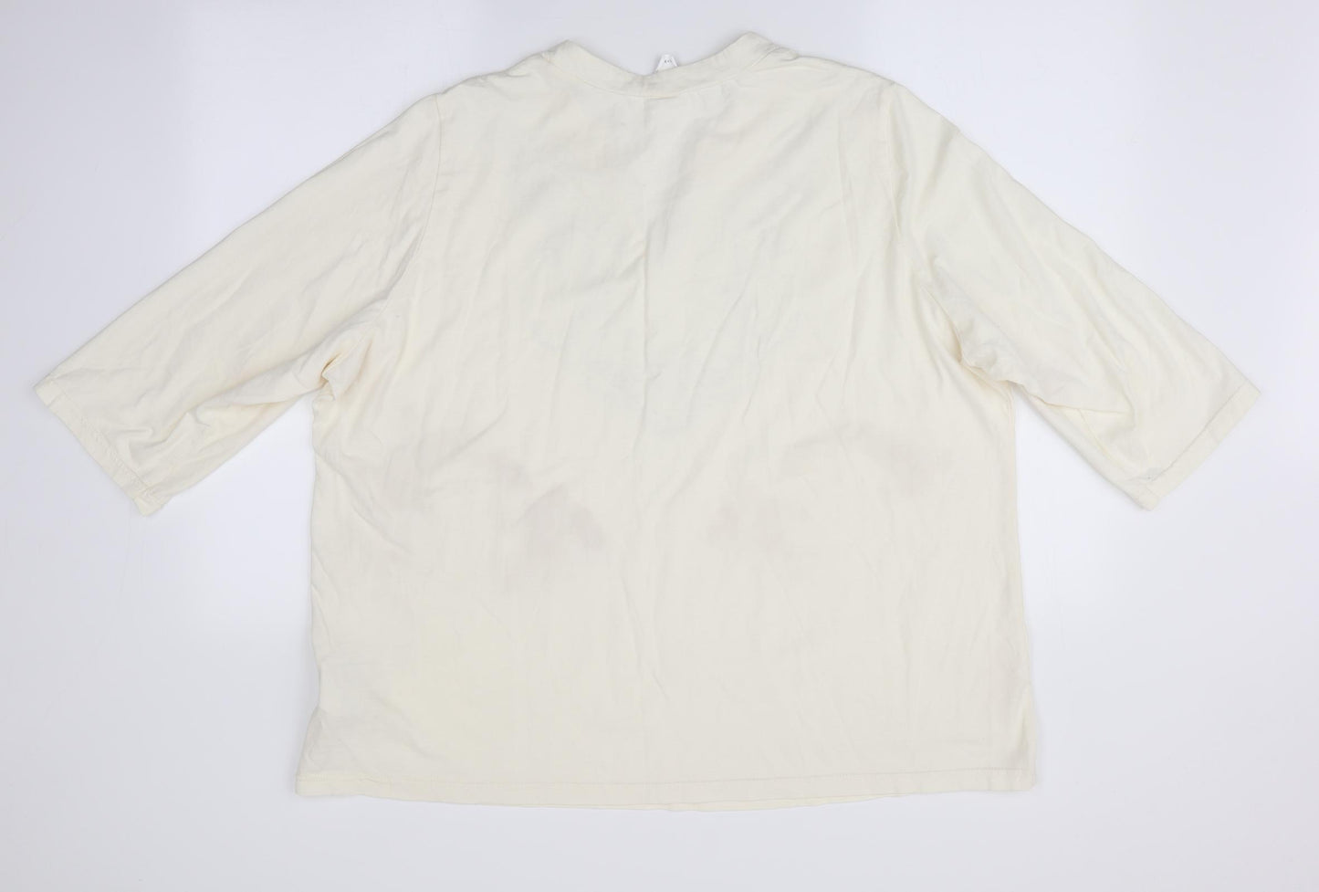 Preworn Womens Ivory   Tunic Blouse Size 24  - Beaded Neck Detail