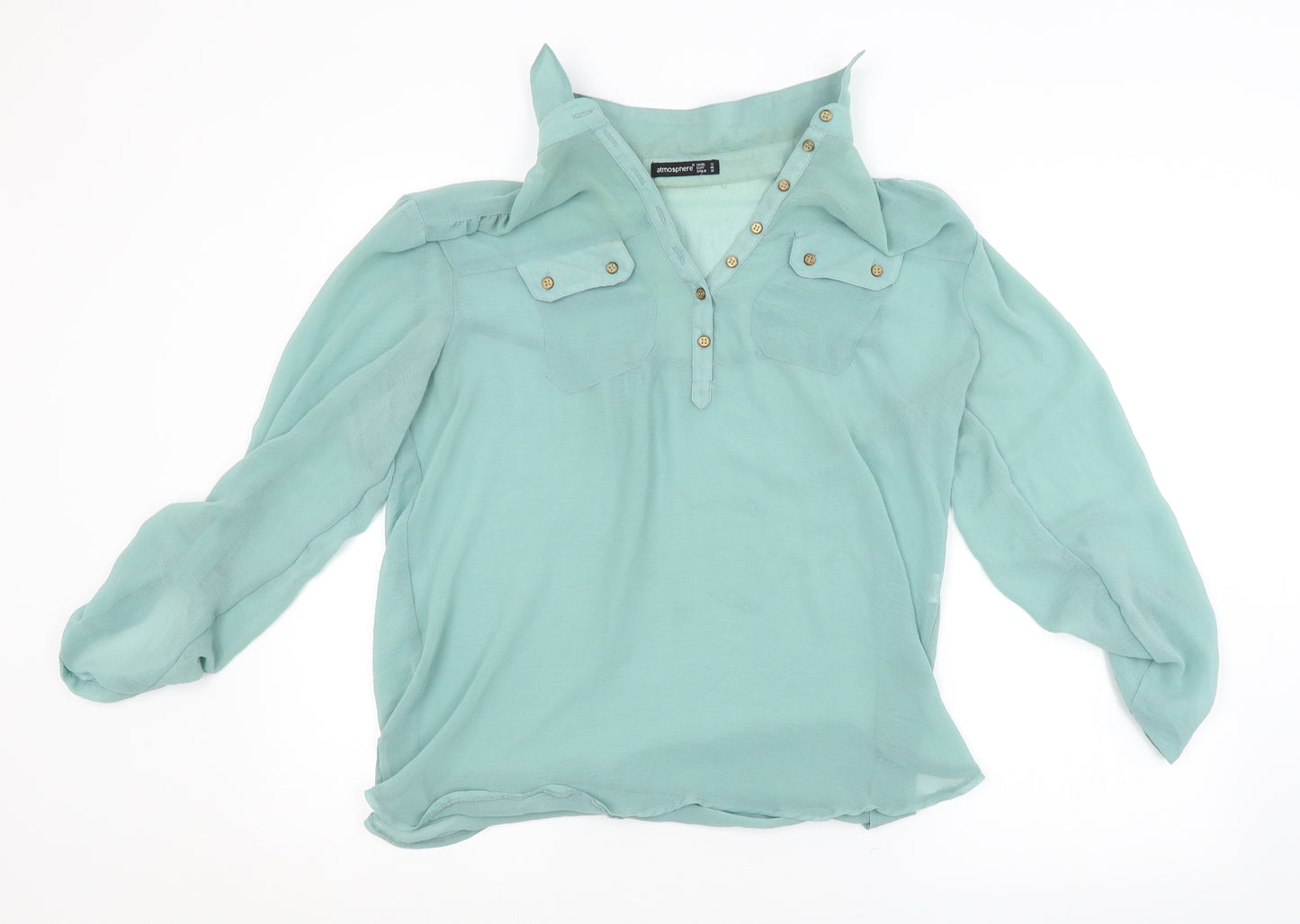 Atmosphere Womens Green   Basic Button-Up Size 12