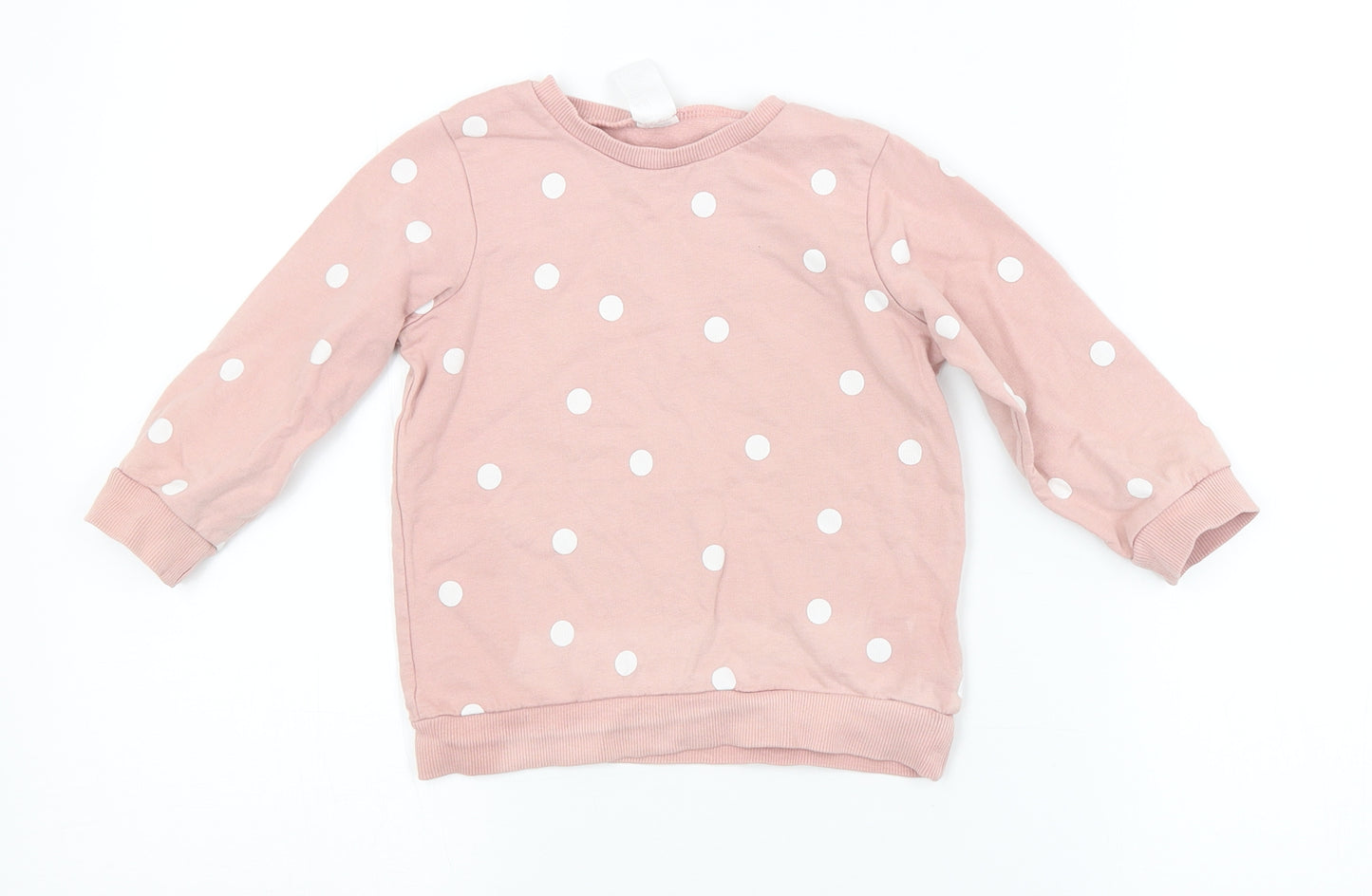 H&M Girls Pink Spotted  Pullover Jumper Size 18-24 Months