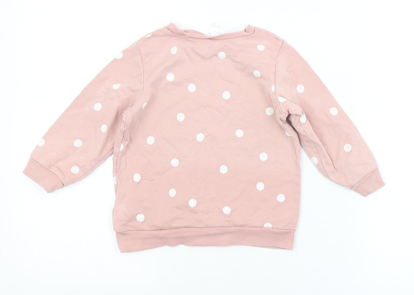 H&M Girls Pink Spotted  Pullover Jumper Size 18-24 Months
