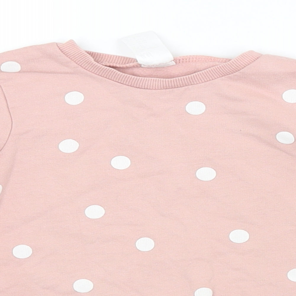 H&M Girls Pink Spotted  Pullover Jumper Size 18-24 Months