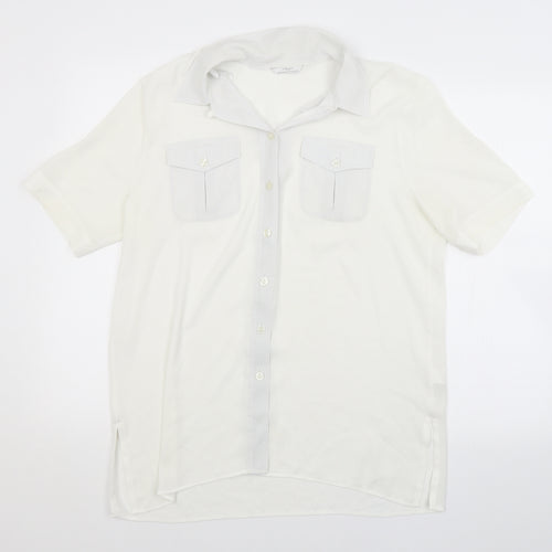 M&S Womens White   Basic Button-Up Size 14