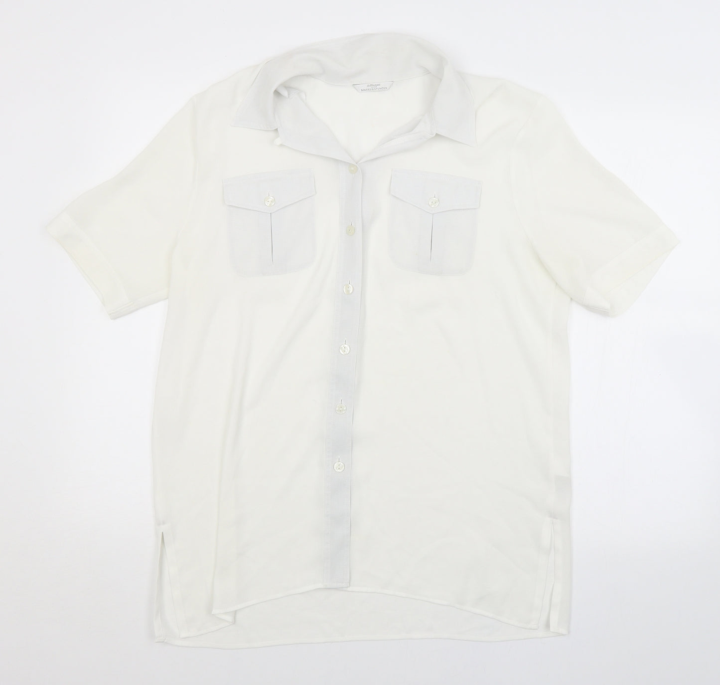 M&S Womens White   Basic Button-Up Size 14