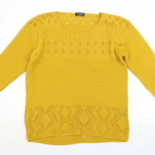 Pulse Womens Yellow Argyle/Diamond  Pullover Jumper Size M