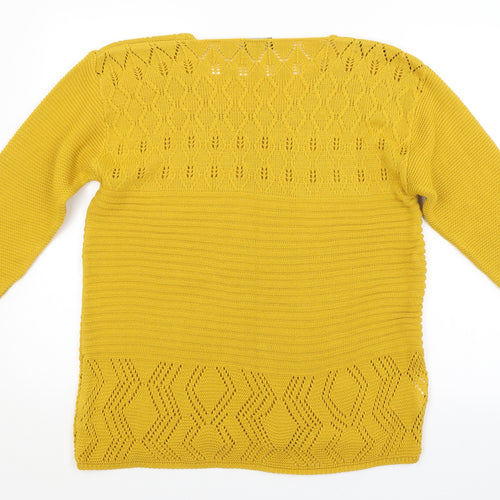 Pulse Womens Yellow Argyle/Diamond  Pullover Jumper Size M