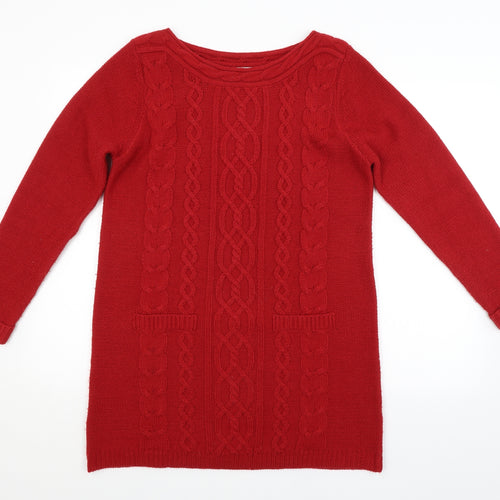BHS Womens Red Argyle/Diamond  Pullover Jumper Size 14
