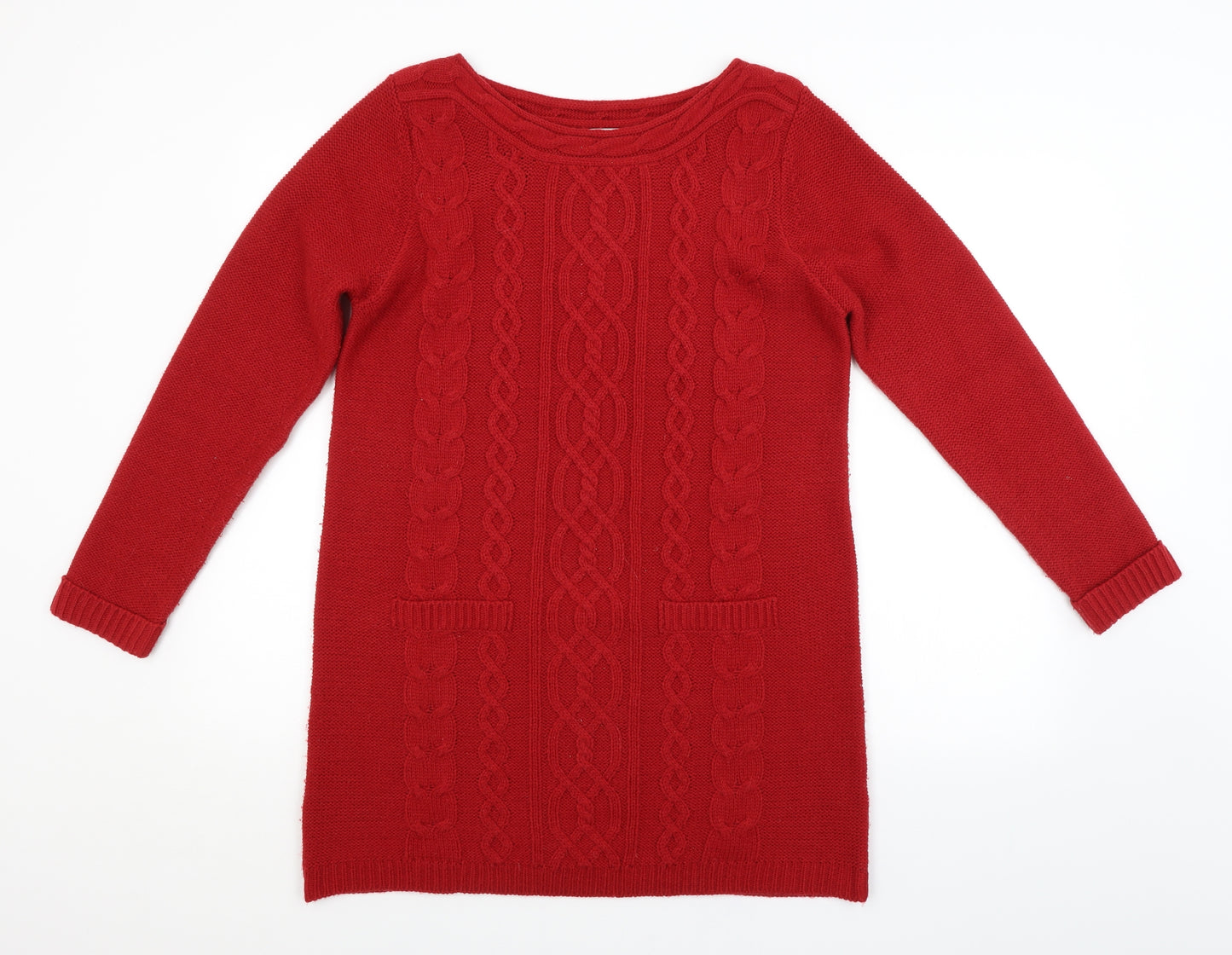 BHS Womens Red Argyle/Diamond  Pullover Jumper Size 14