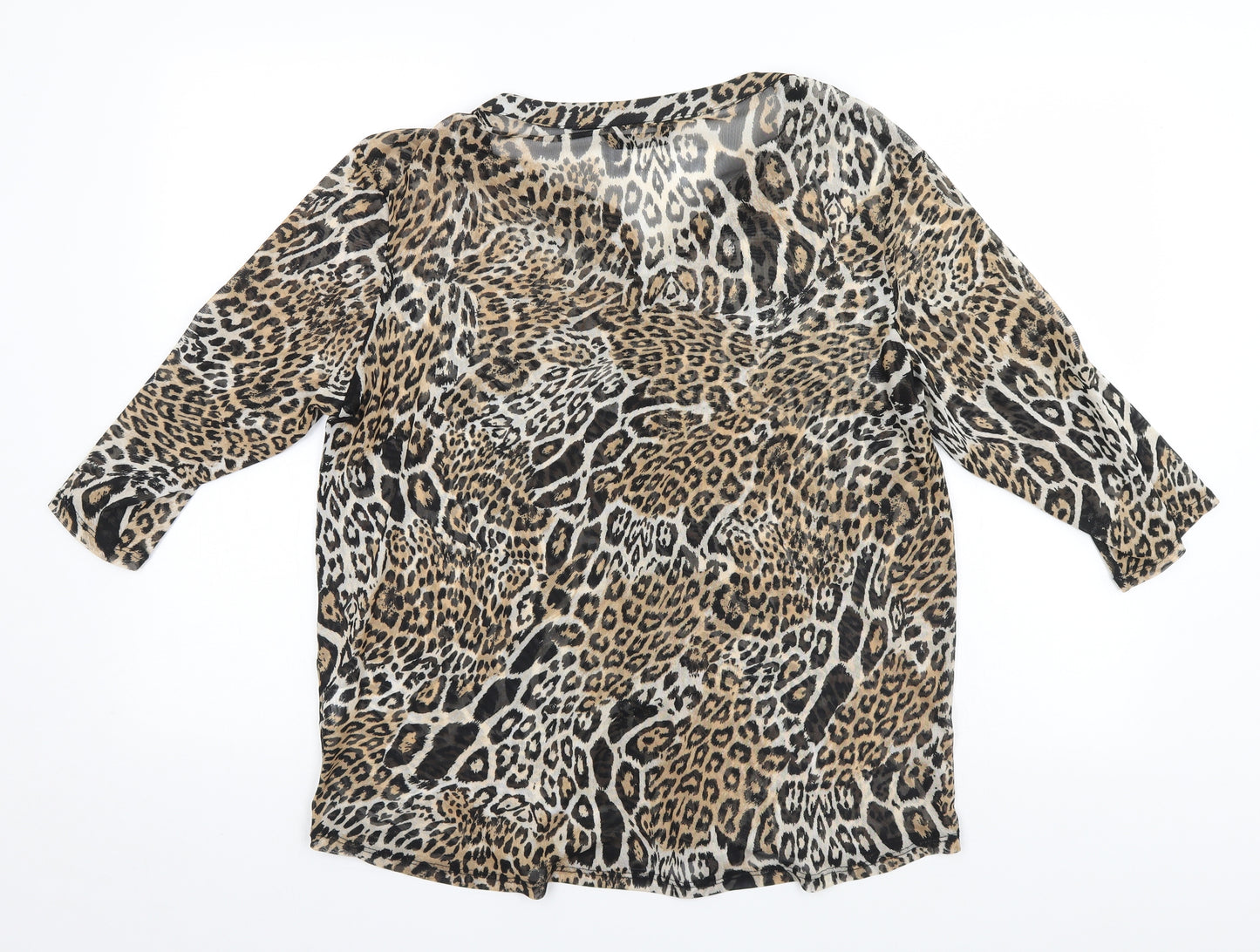 Miladys Womens Brown Animal Print  Basic Blouse Size M
