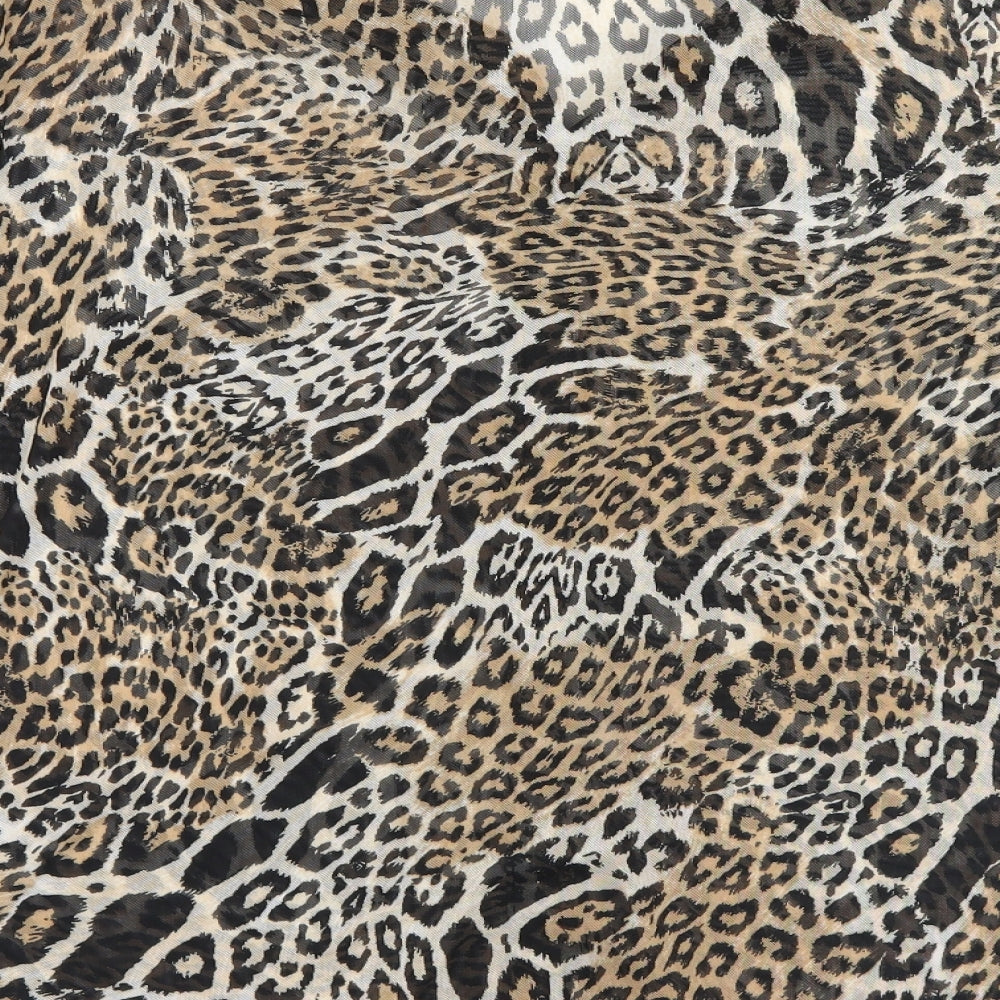 Miladys Womens Brown Animal Print  Basic Blouse Size M