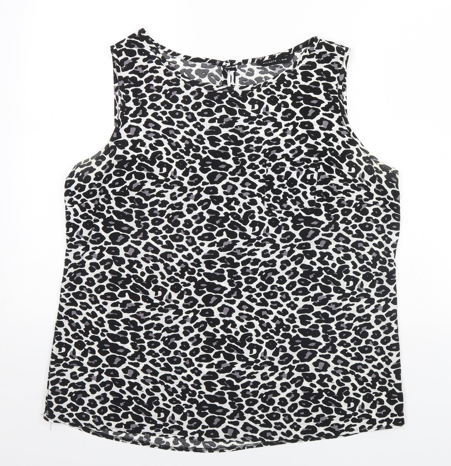 Miladys Womens White Animal Print  Basic Tank Size 16