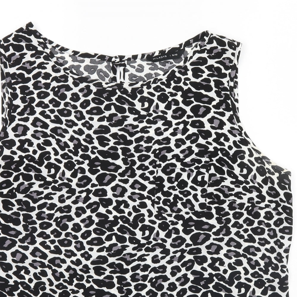 Miladys Womens White Animal Print  Basic Tank Size 16