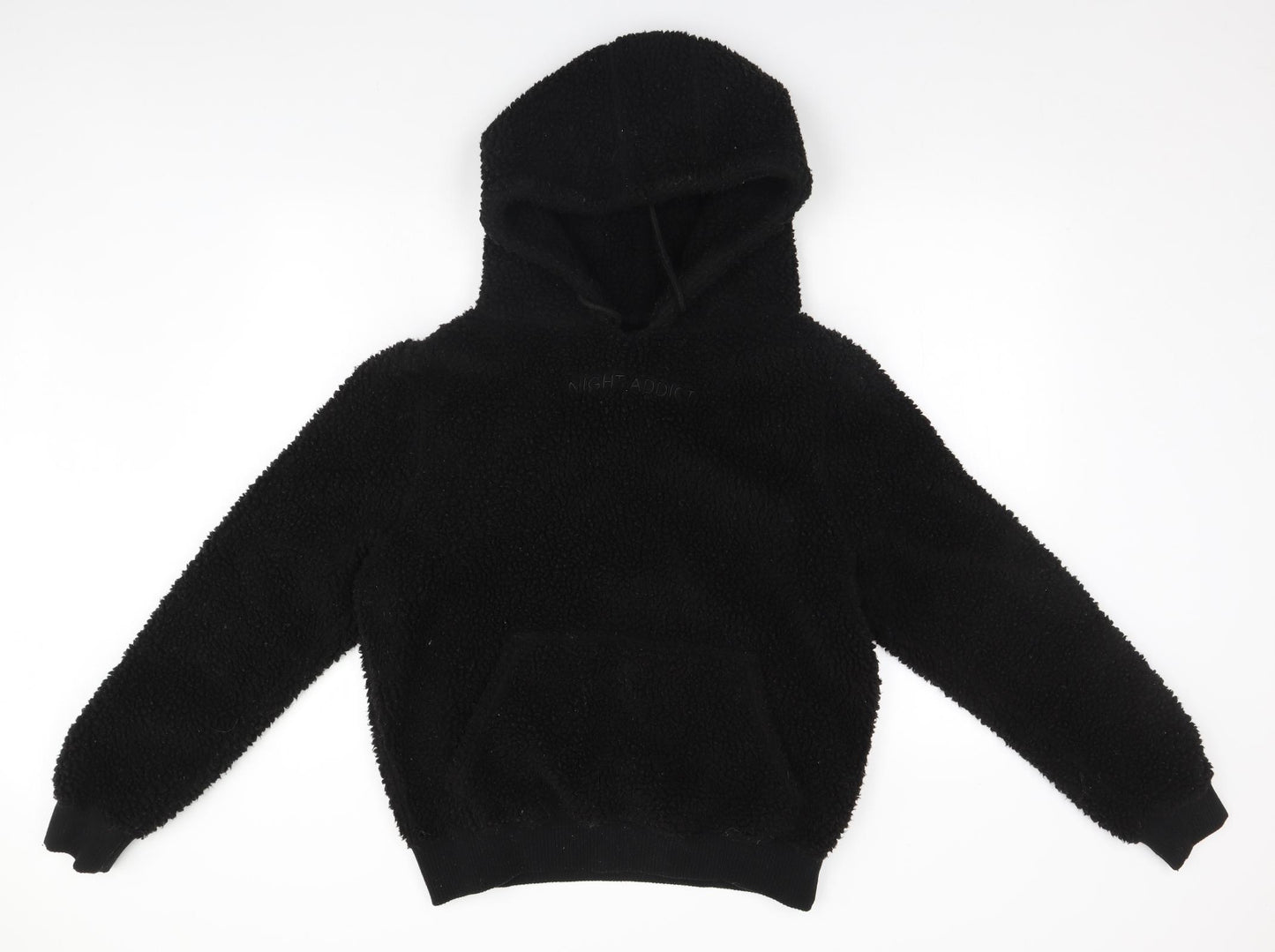 Night Addict Mens Black   Henley Hoodie Size M
