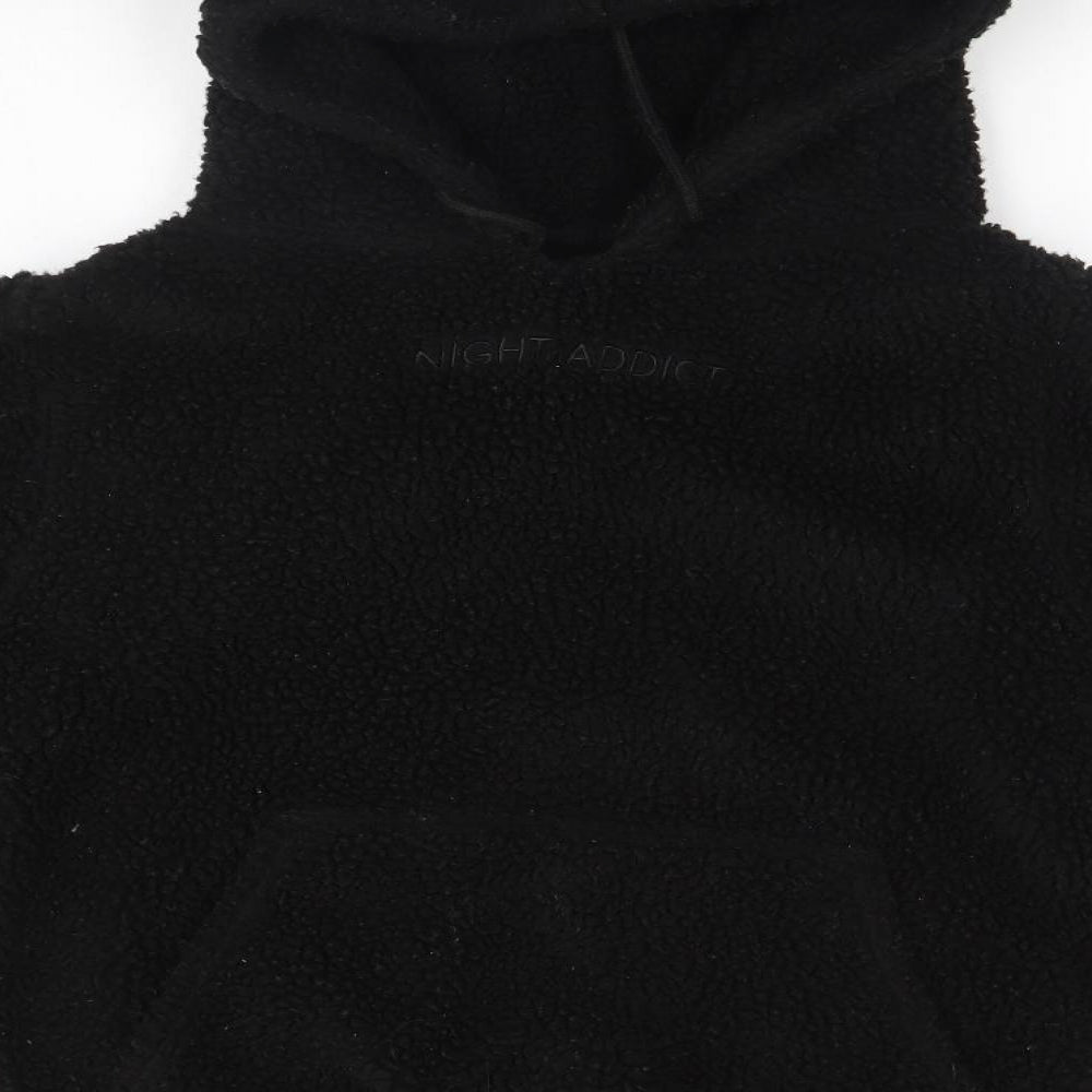 Night Addict Mens Black   Henley Hoodie Size M
