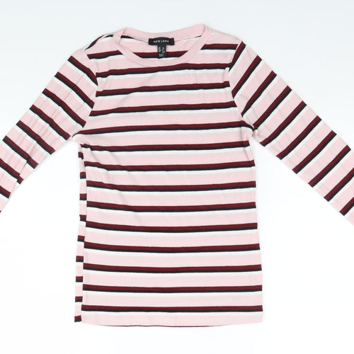 New Look Womens Pink Striped  Basic T-Shirt Size 12
