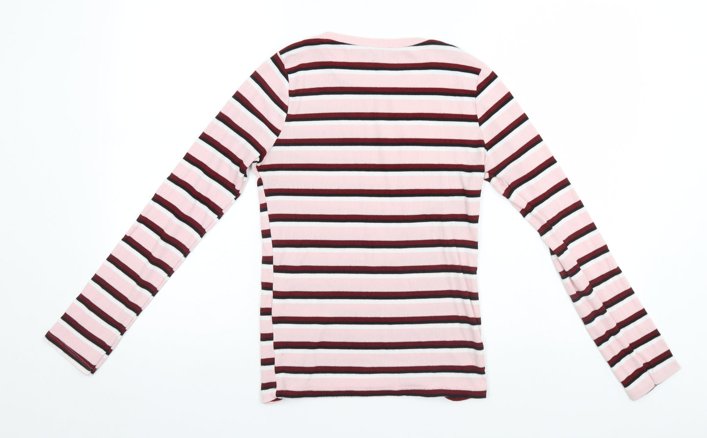 New Look Womens Pink Striped  Basic T-Shirt Size 12