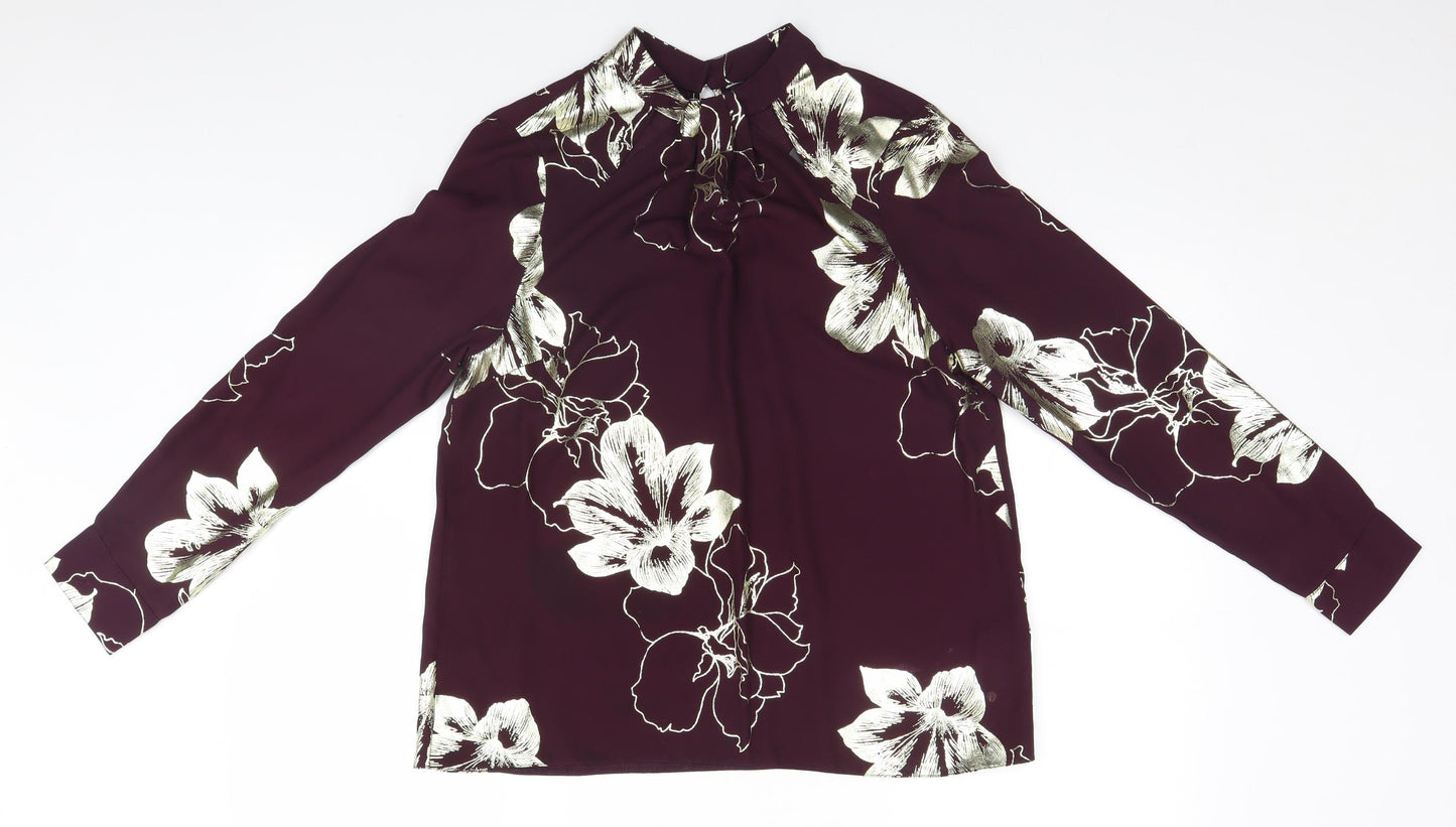 Dorothy Perkins Womens Red Floral  Basic Blouse Size 12