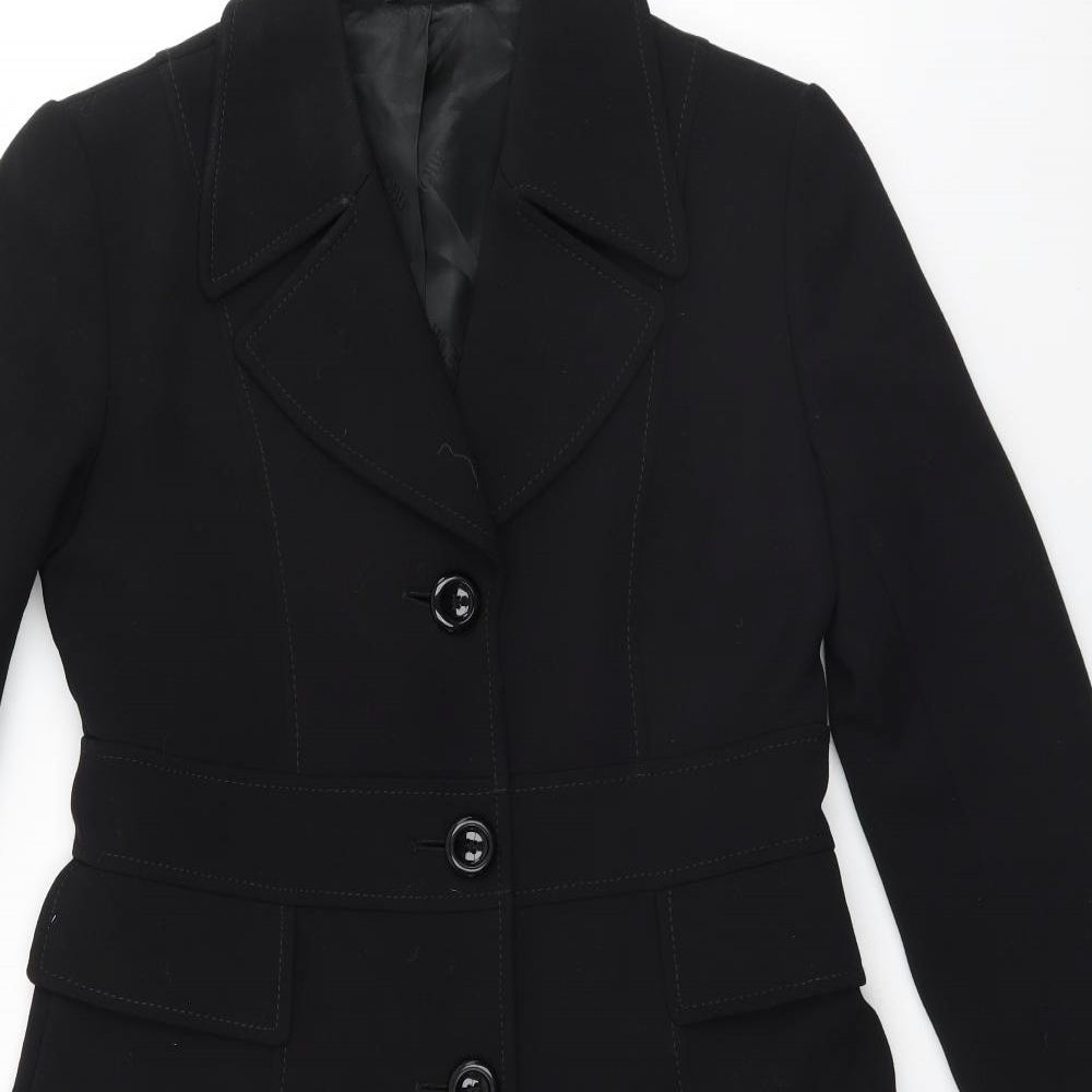 Hobbs Womens Black   Overcoat Coat Size 10
