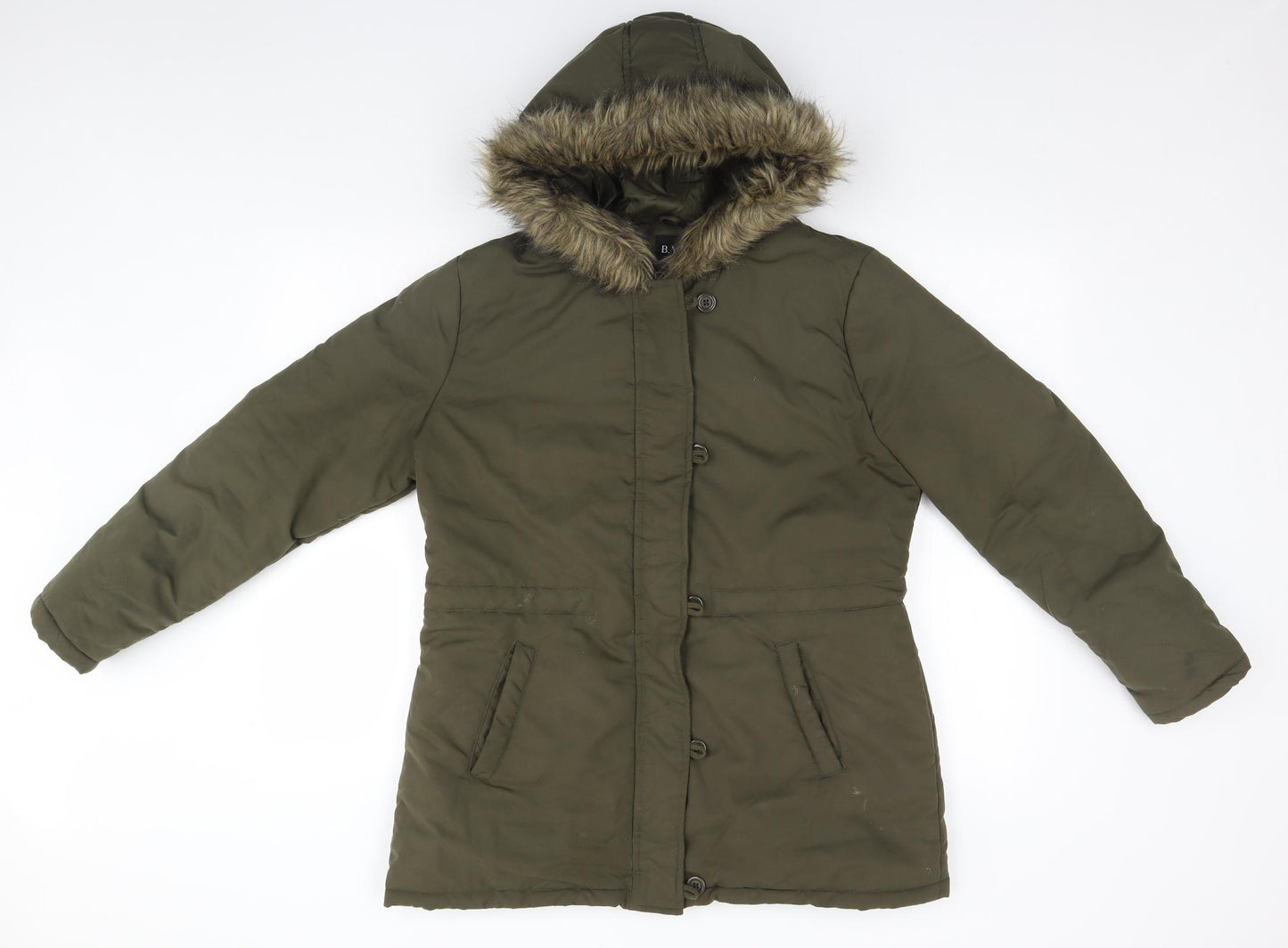 B. You Womens Brown   Parka Coat Size 12