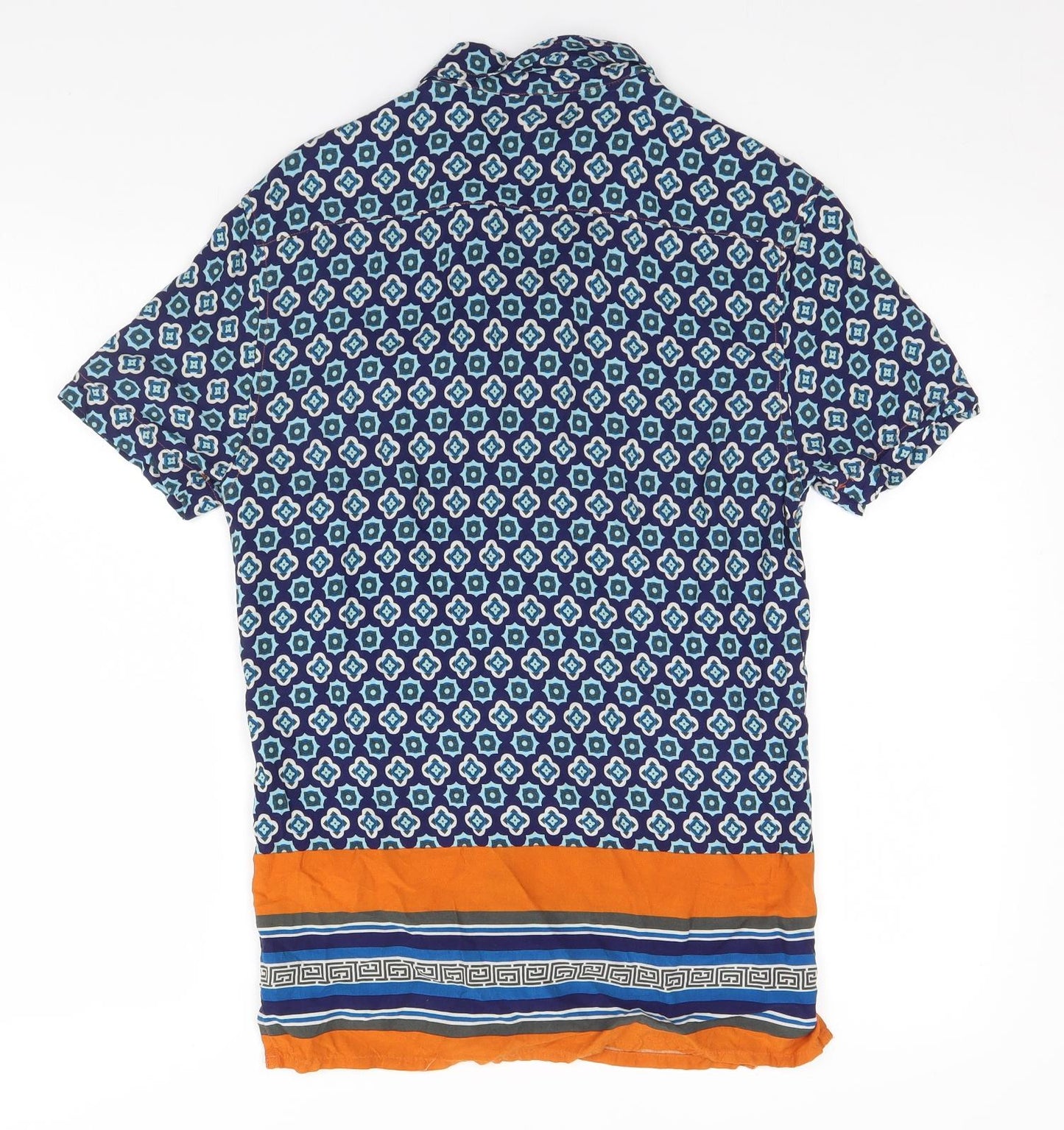 Primark Mens Blue Geometric   Button-Up Size XS