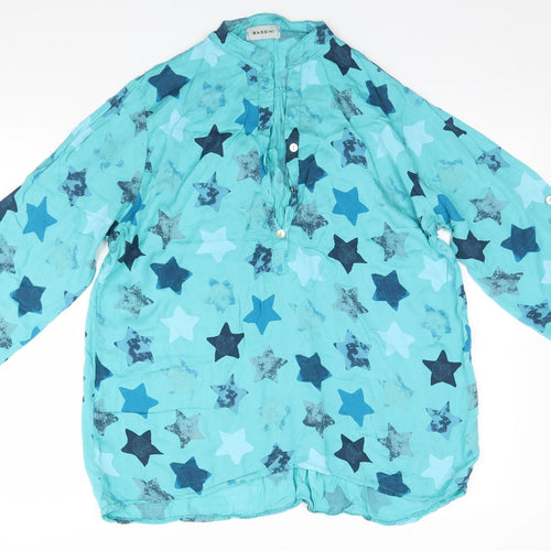 BASSINI Womens Green Geometric  Top Pyjama Top   - Stars