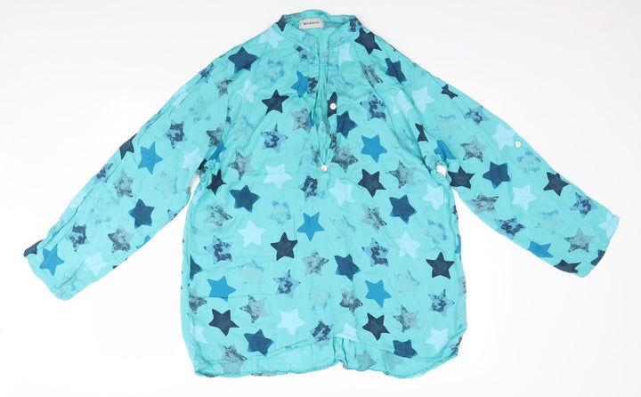 BASSINI Womens Green Geometric Top Pyjama Top - Stars