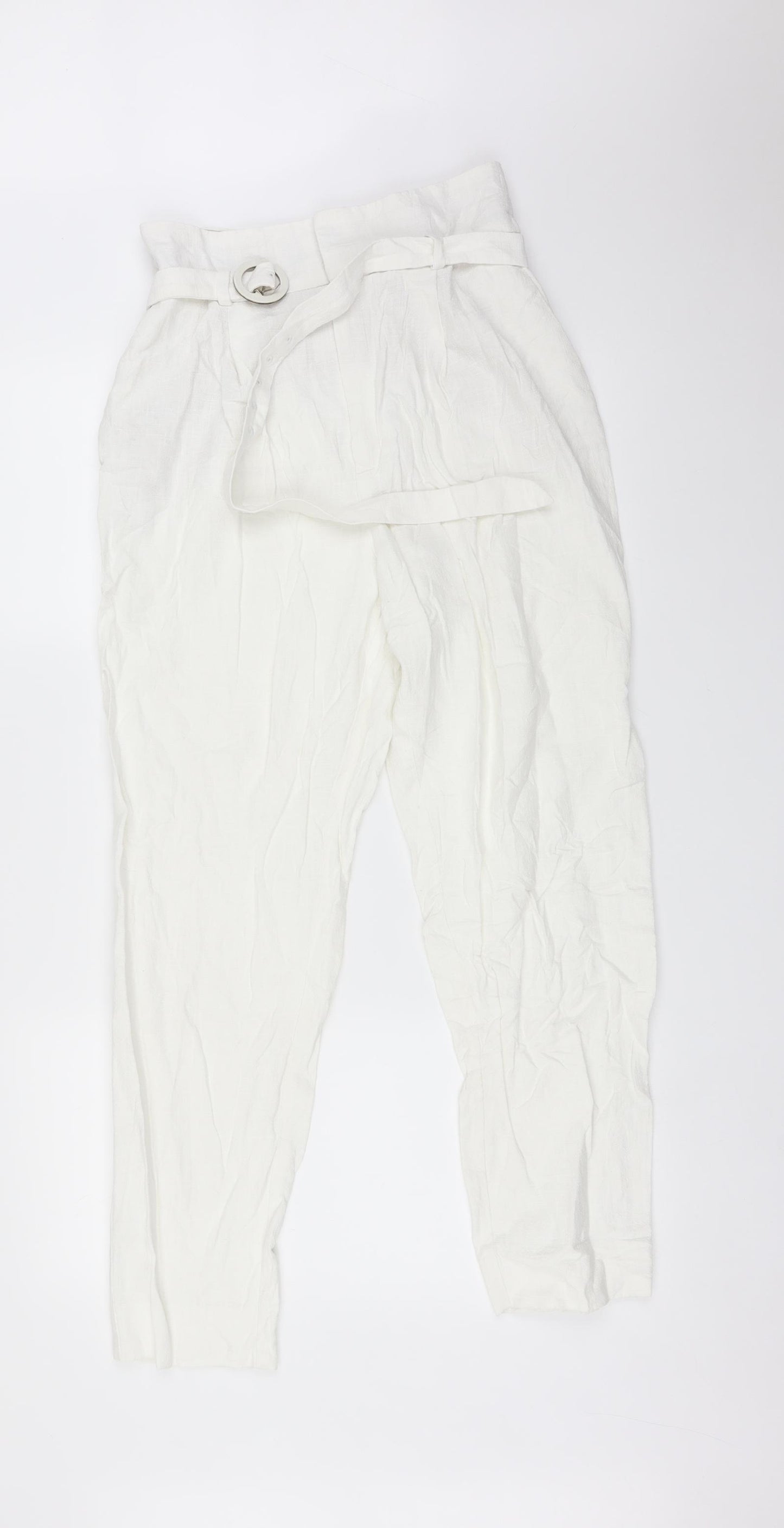 Mango Womens White   Carrot Trousers Size 12 L27 in