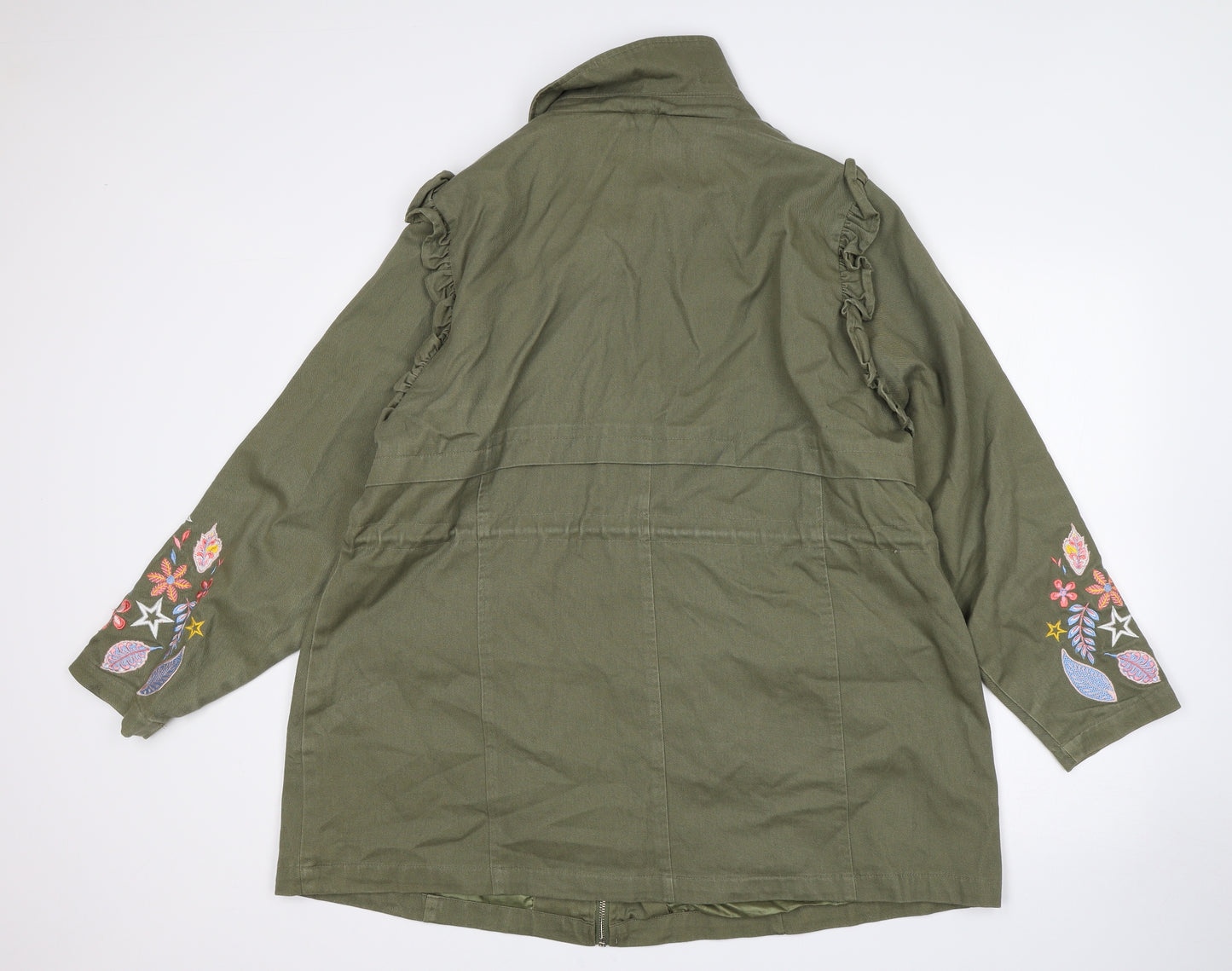 Simply Be Womens Green Floral  Parka Coat Size 22