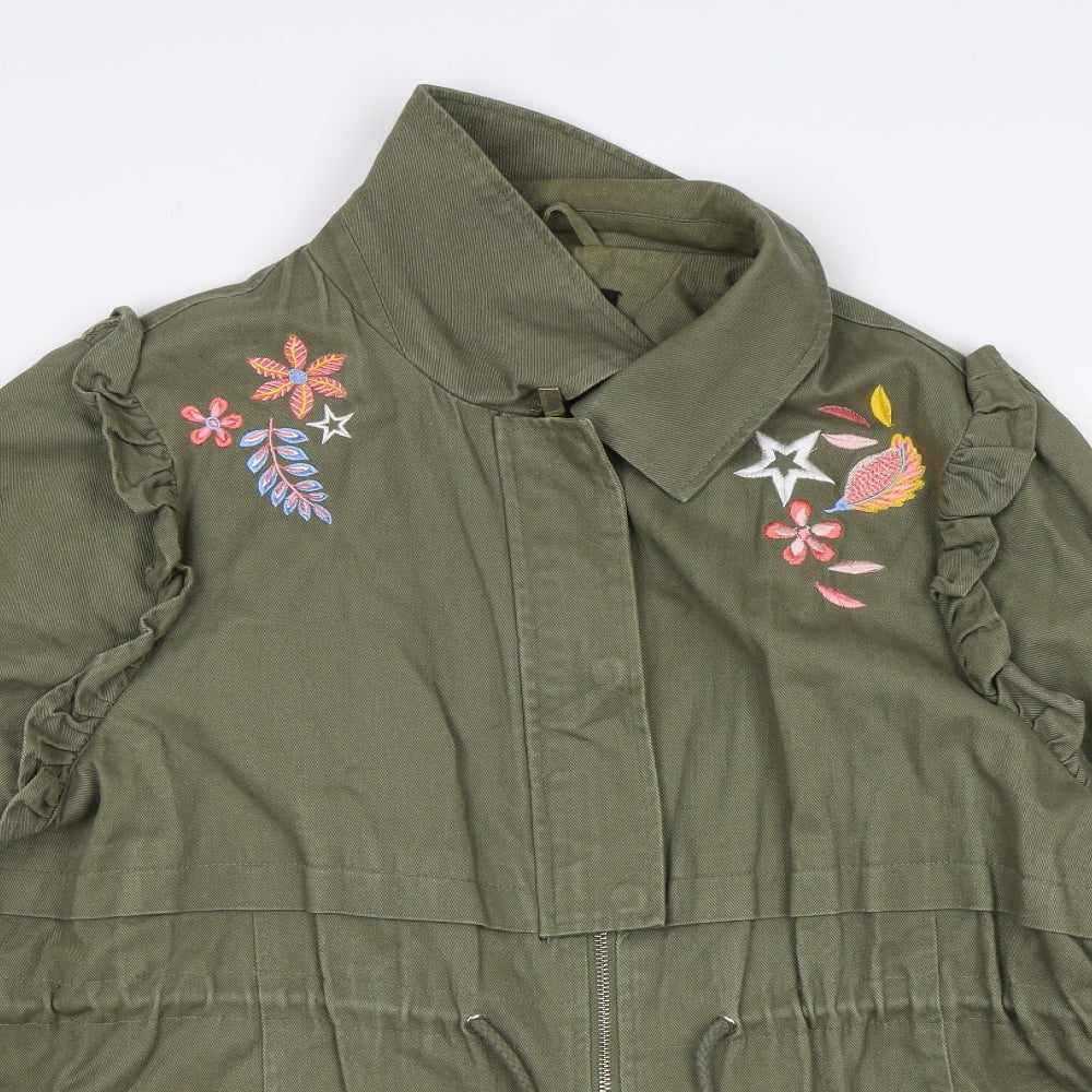 Simply Be Womens Green Floral  Parka Coat Size 22