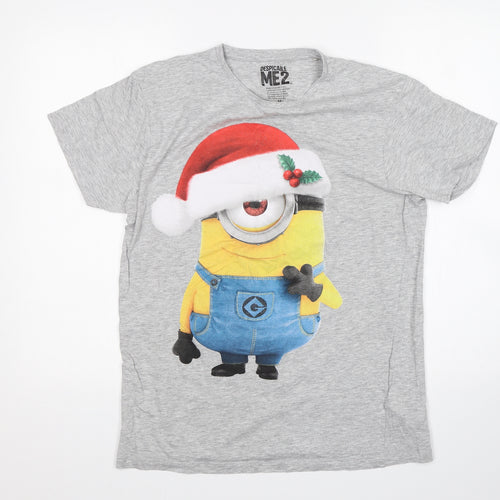 Cedar Wood State Mens Grey    T-Shirt Size M  - Minions Christmas