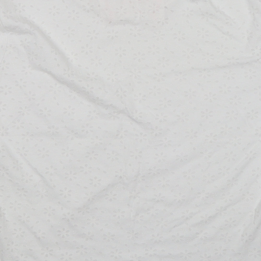 M&S Womens White Floral  Basic T-Shirt Size 12
