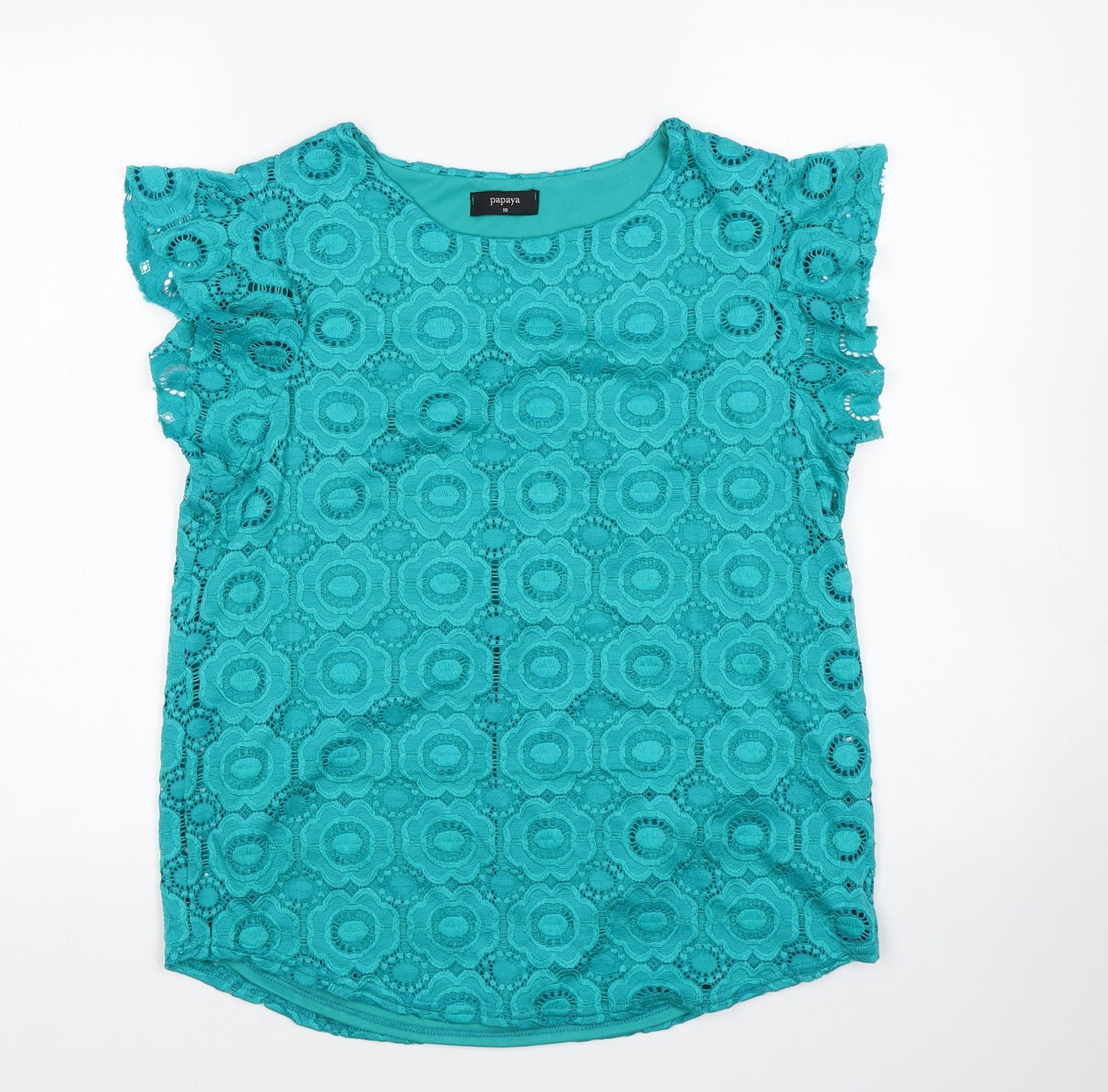 Papaya Womens Green Floral  Basic Blouse Size 10