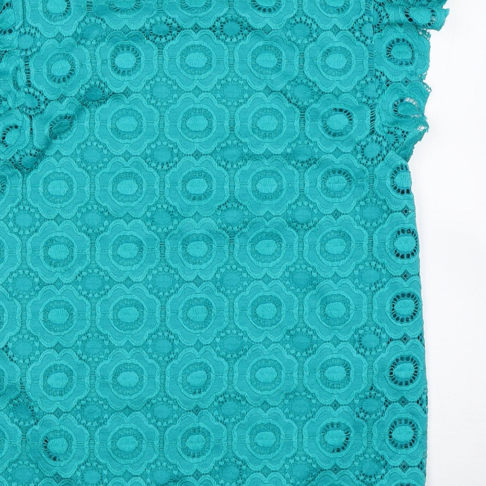 Papaya Womens Green Floral  Basic Blouse Size 10