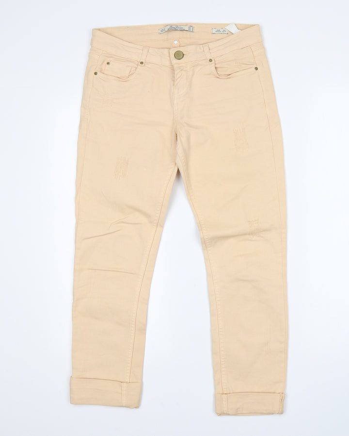 Zara Womens Beige Cropped Jeans Size 6 L25 in