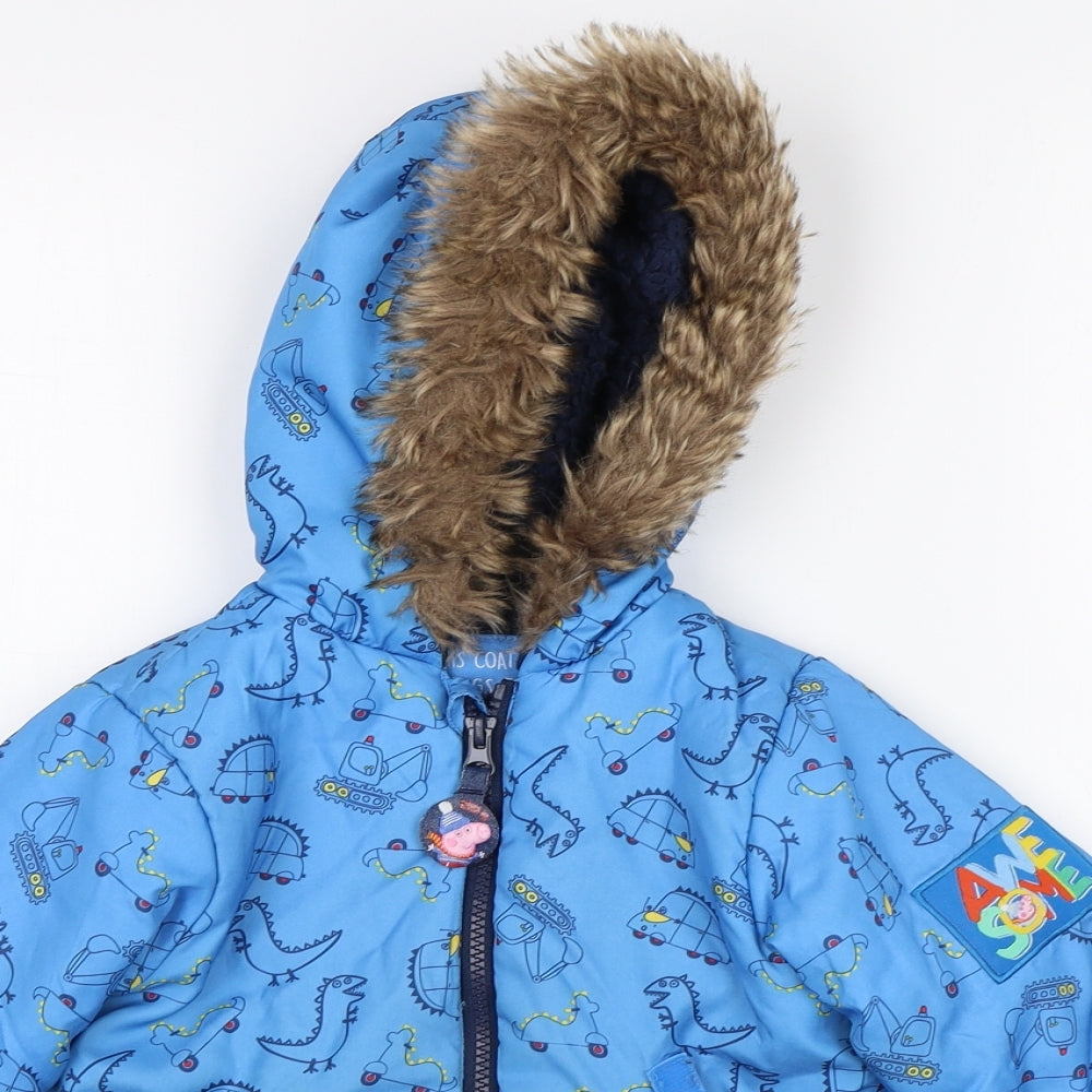 Nutmeg Boys Blue Animal Print  Rain Coat Coat Size 3-4 Years  - George Pig
