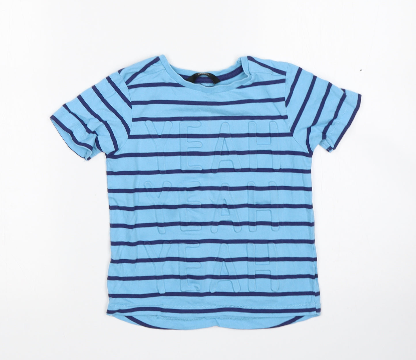 George Boys Blue Striped  Basic T-Shirt Size 3-4 Years