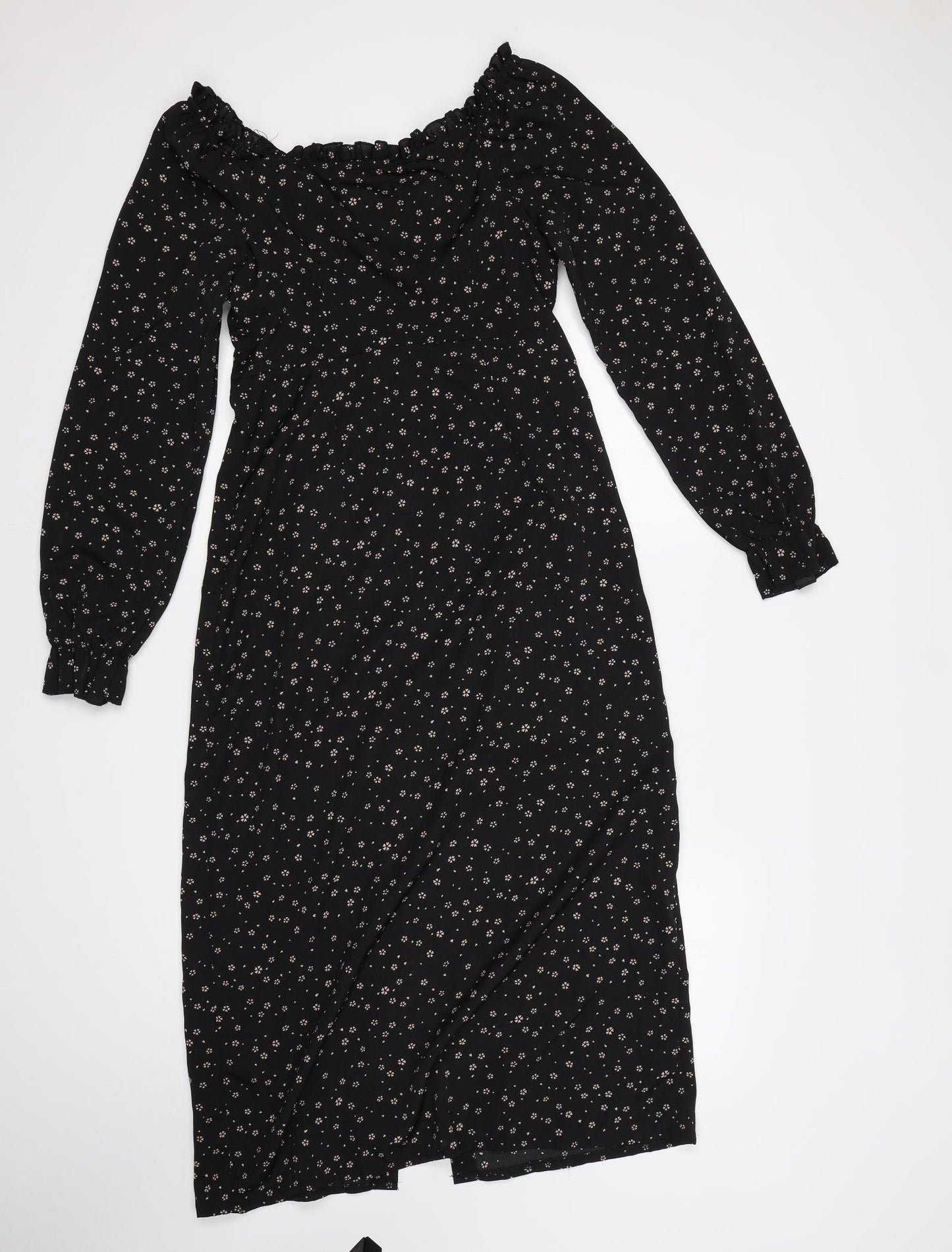 Missguided Womens Black Floral  Trapeze & Swing  Size 8