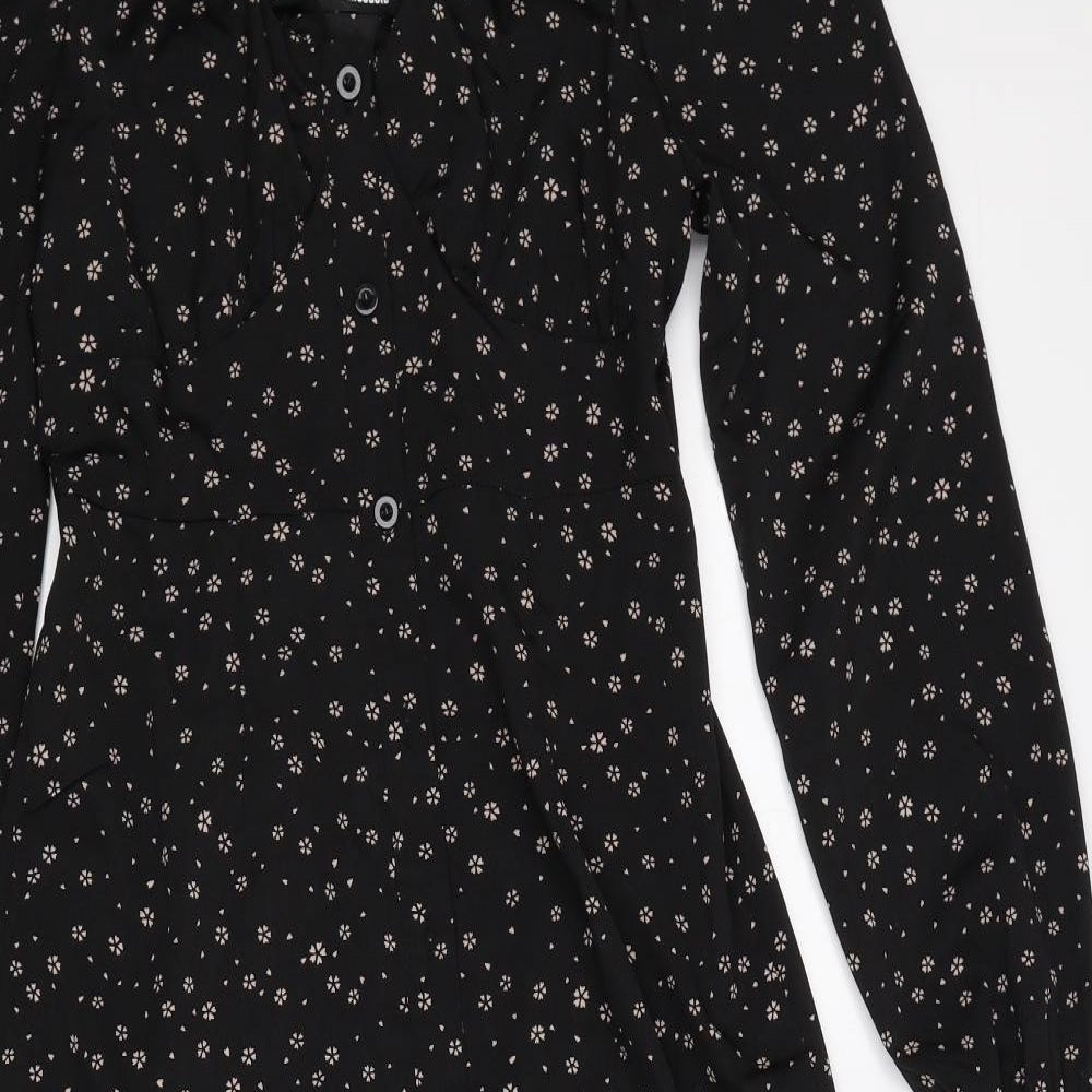 Missguided Womens Black Floral  Trapeze & Swing  Size 8