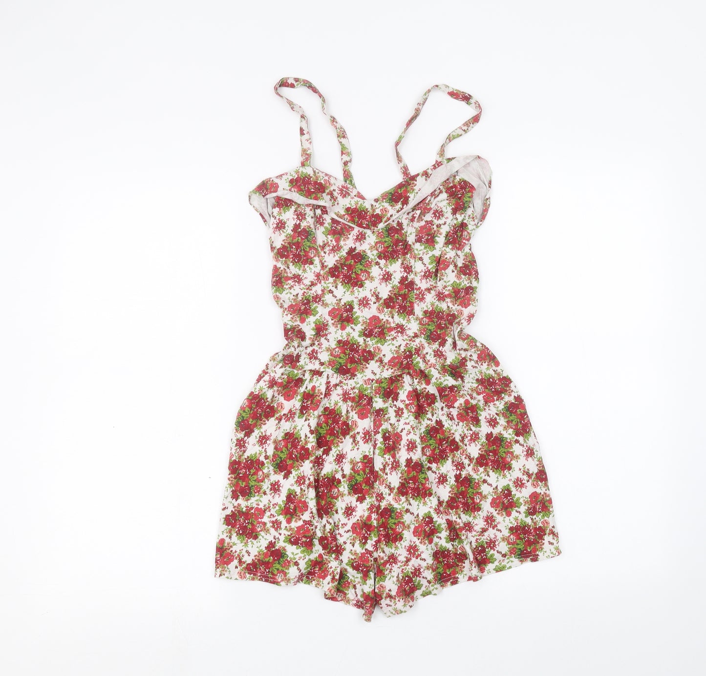 Preworn Womens White Floral  Playsuit One-Piece Size 8