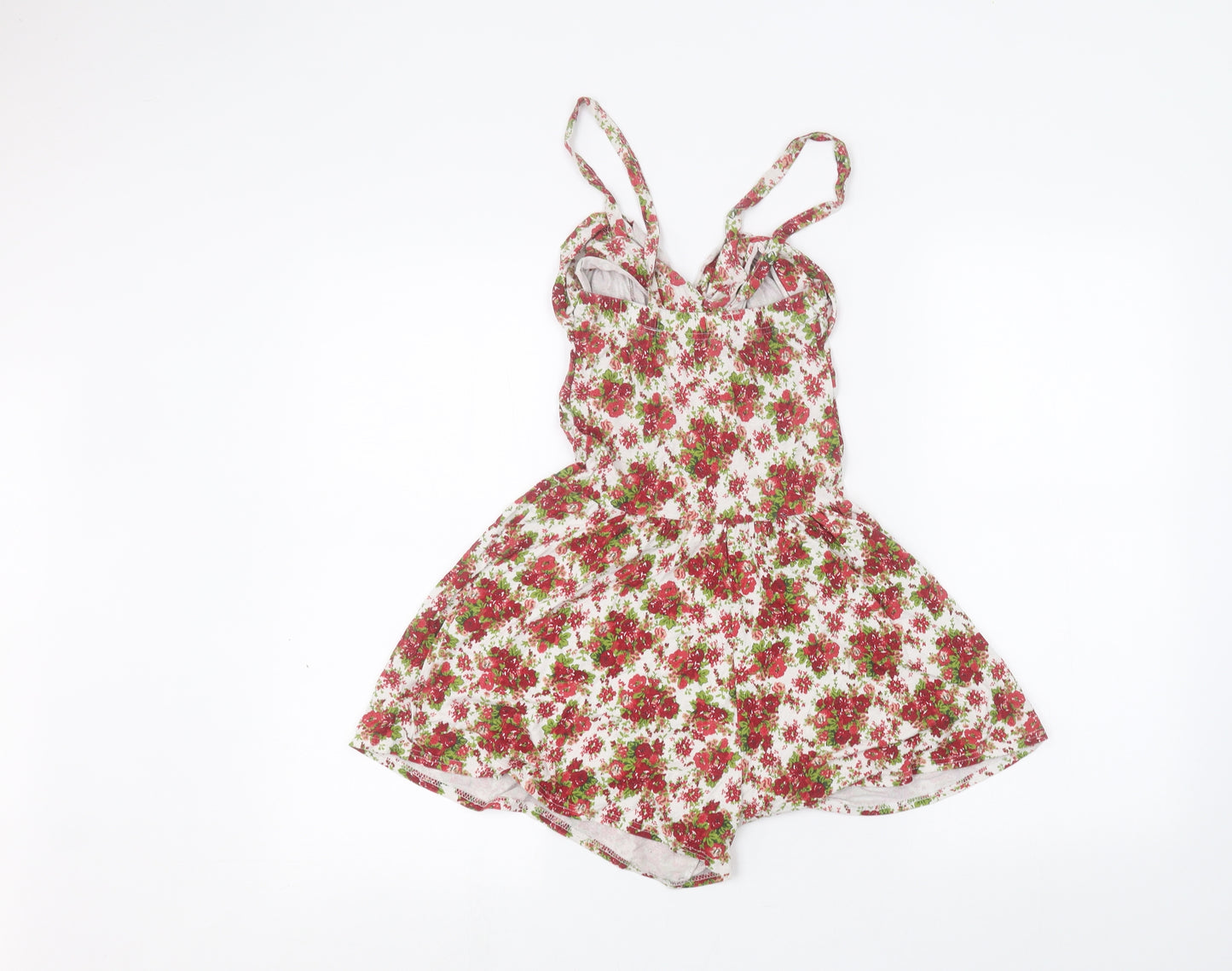 Preworn Womens White Floral  Playsuit One-Piece Size 8