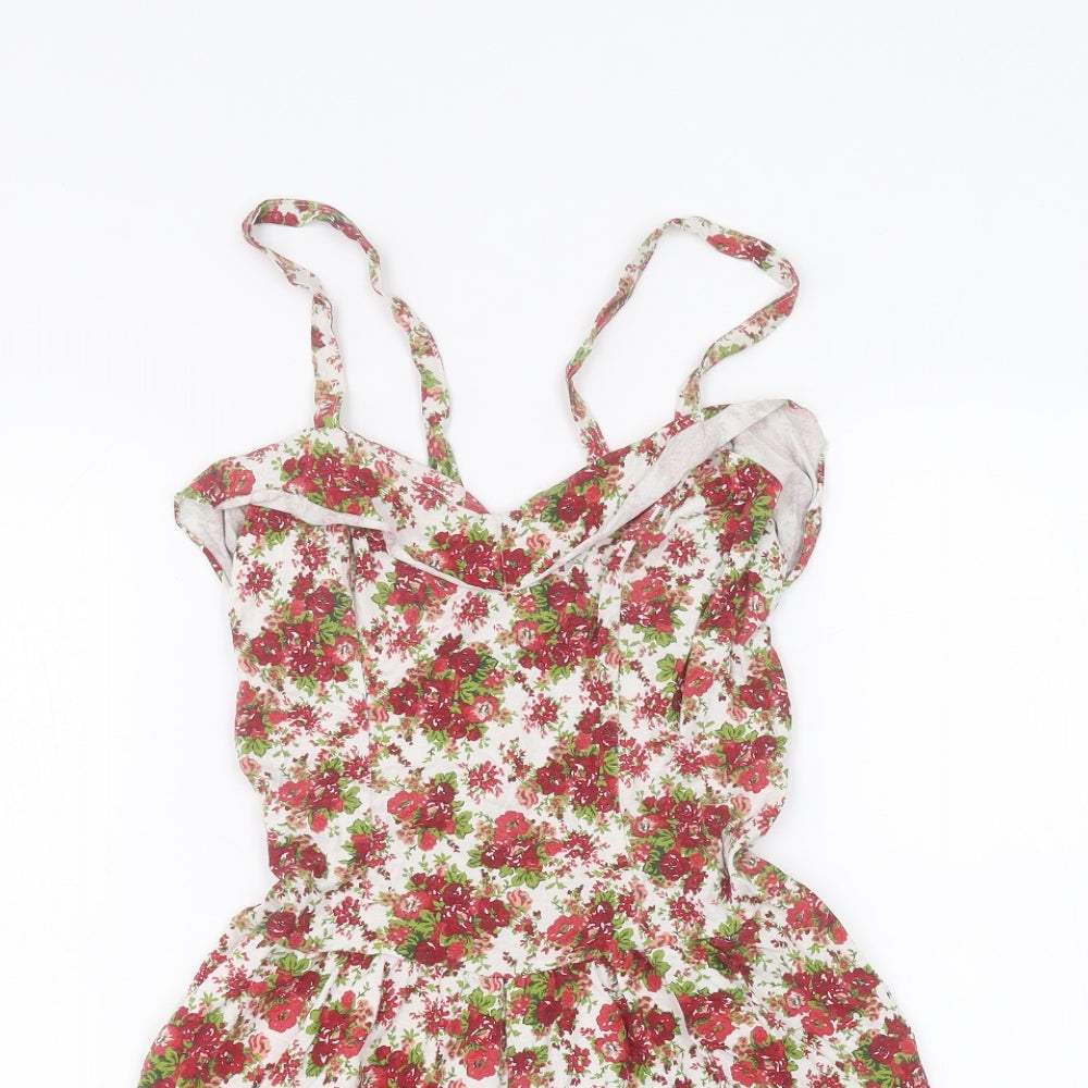 Preworn Womens White Floral  Playsuit One-Piece Size 8
