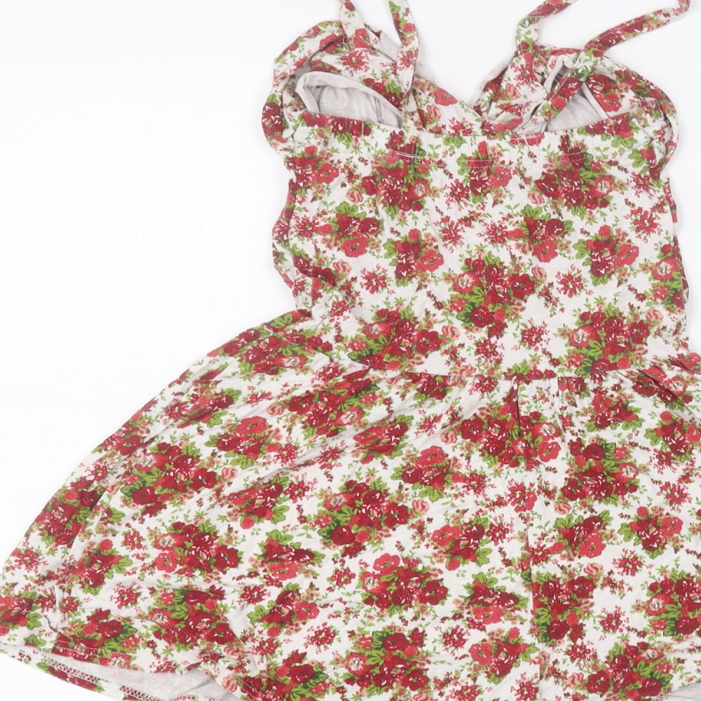 Preworn Womens White Floral  Playsuit One-Piece Size 8