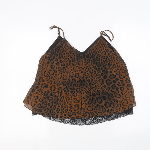 Zara Womens Brown Animal Print  Basic T-Shirt Size S