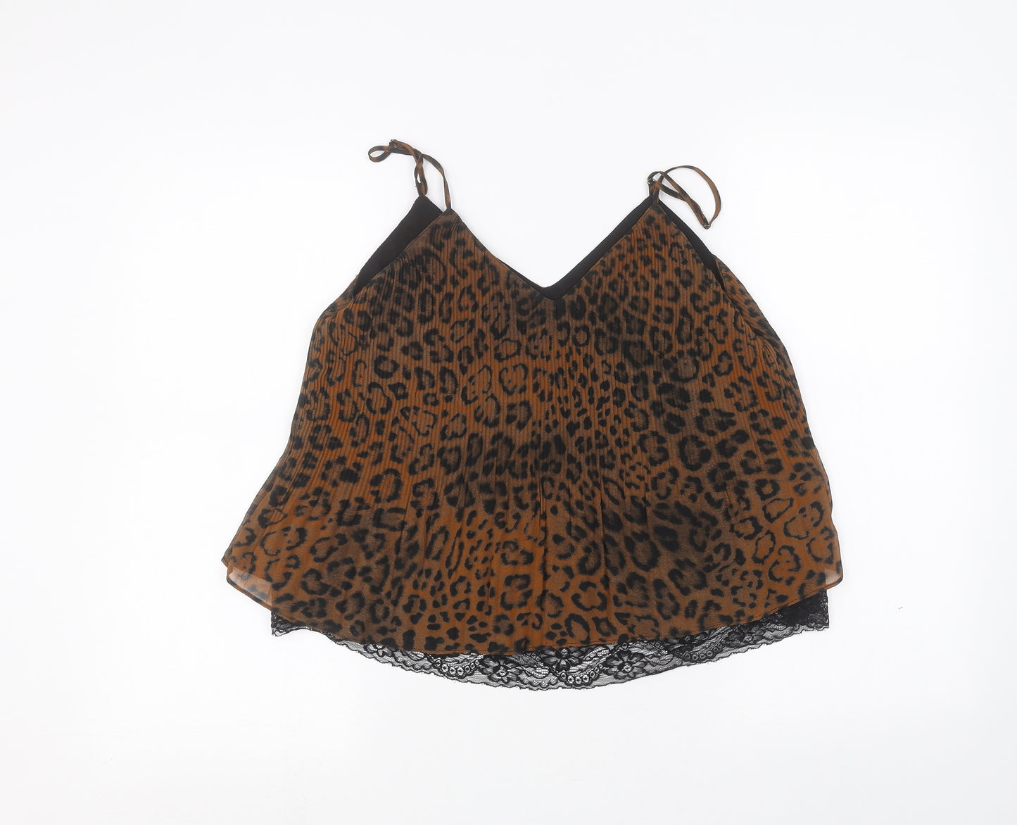 Zara Womens Brown Animal Print  Basic T-Shirt Size S