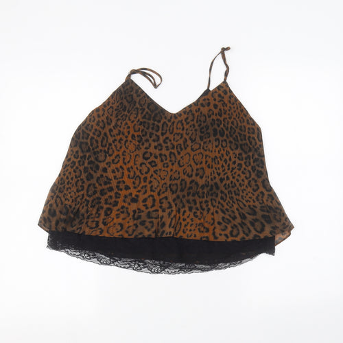 Zara Womens Brown Animal Print  Basic T-Shirt Size S