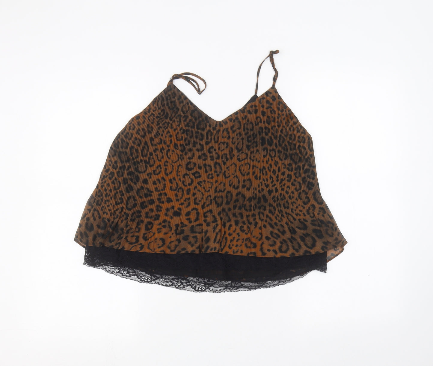 Zara Womens Brown Animal Print  Basic T-Shirt Size S