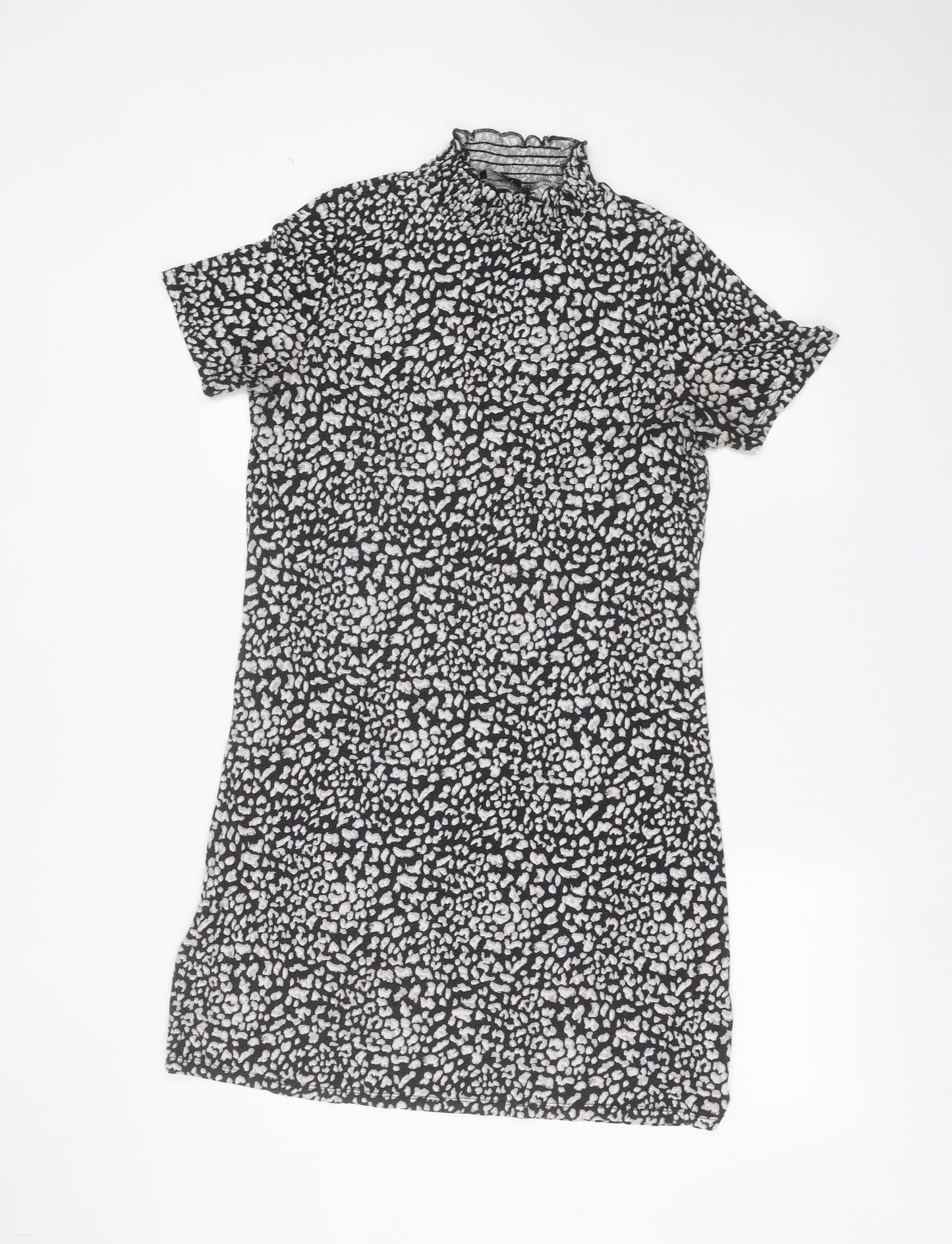 F&F Womens Black Animal Print  Basic T-Shirt Size 12